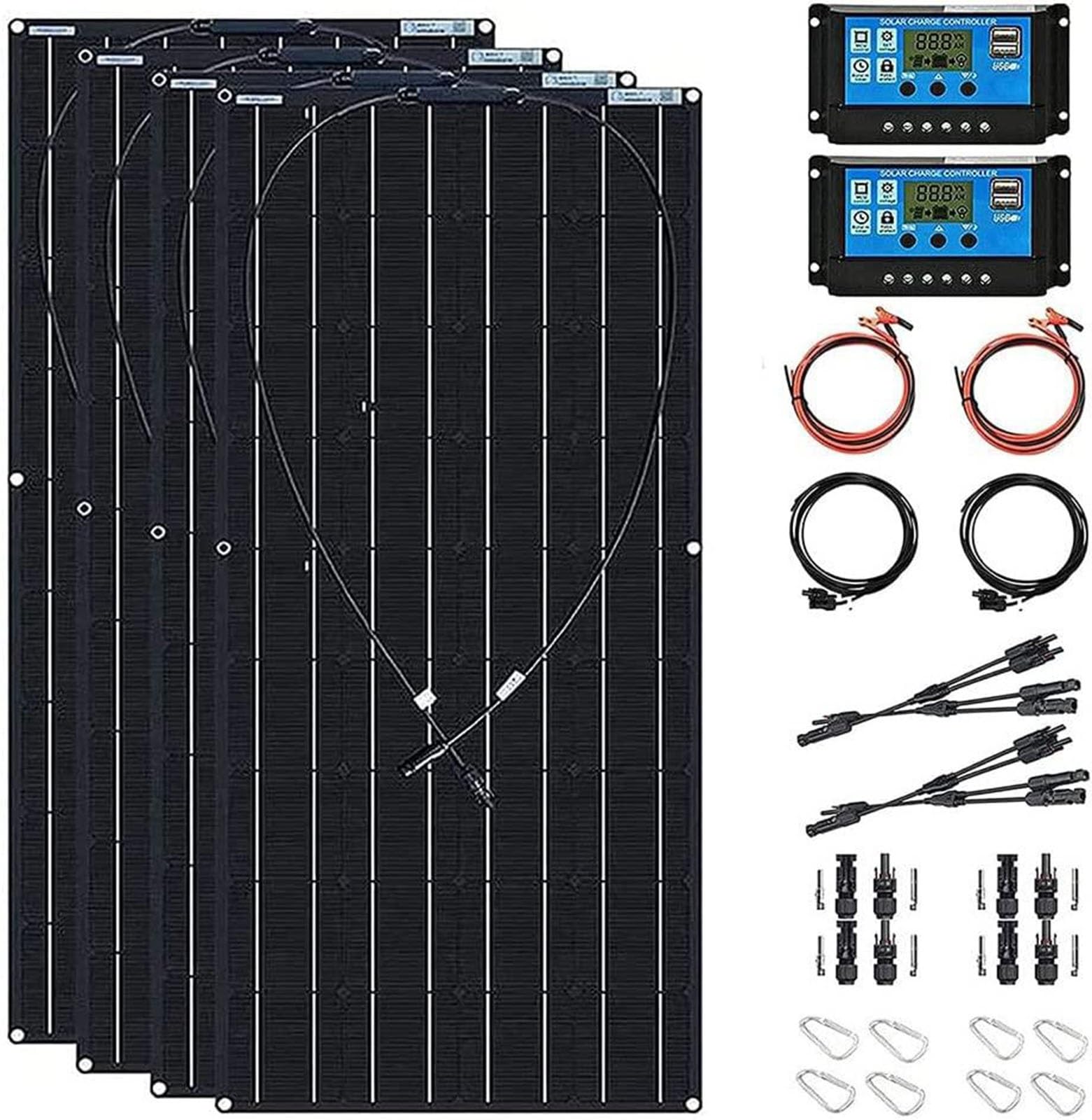Pannello solare flessibile, monocristallino pieghevole, leggero e impermeabile, caricabatterie solare ad alta efficienza per camper, barca, campeggio, furgoni, soggiorno off-grid