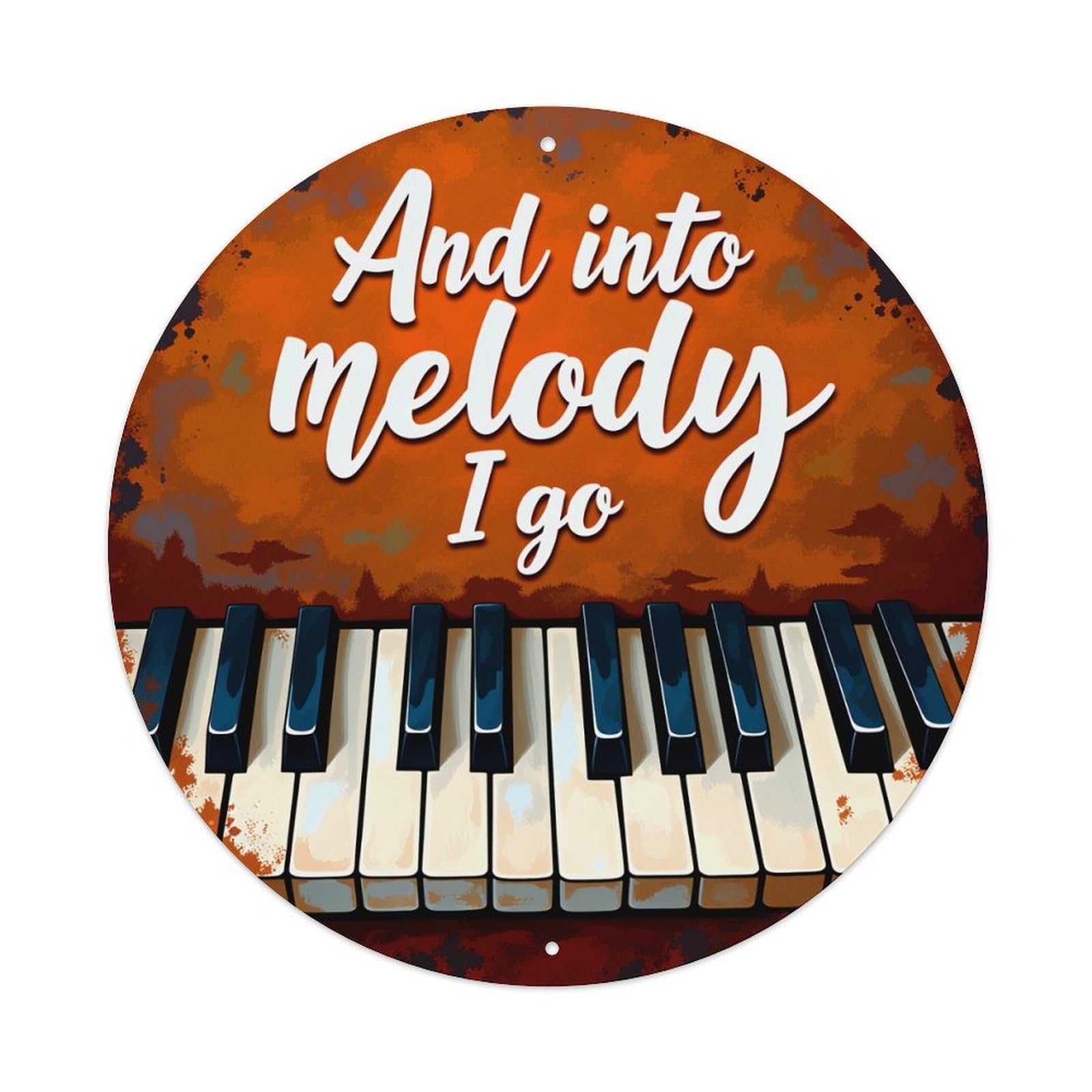 Piano Keys Melody Text Art Metal Tin Sign Vintage Garden Bedroom Cafe Bar Man Cave Home Wall Decor Metal Poster 8x8 inches
