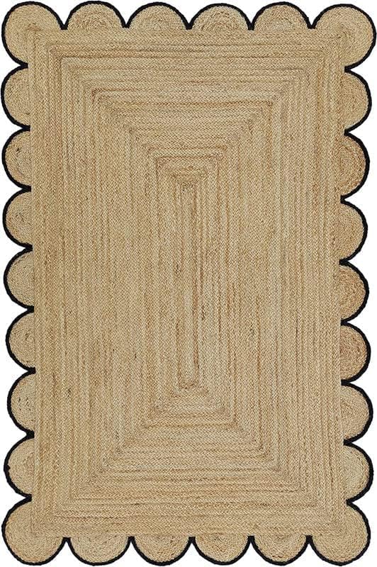 Tapis en jute vintage noir 60x360 cm pour couloir et salon