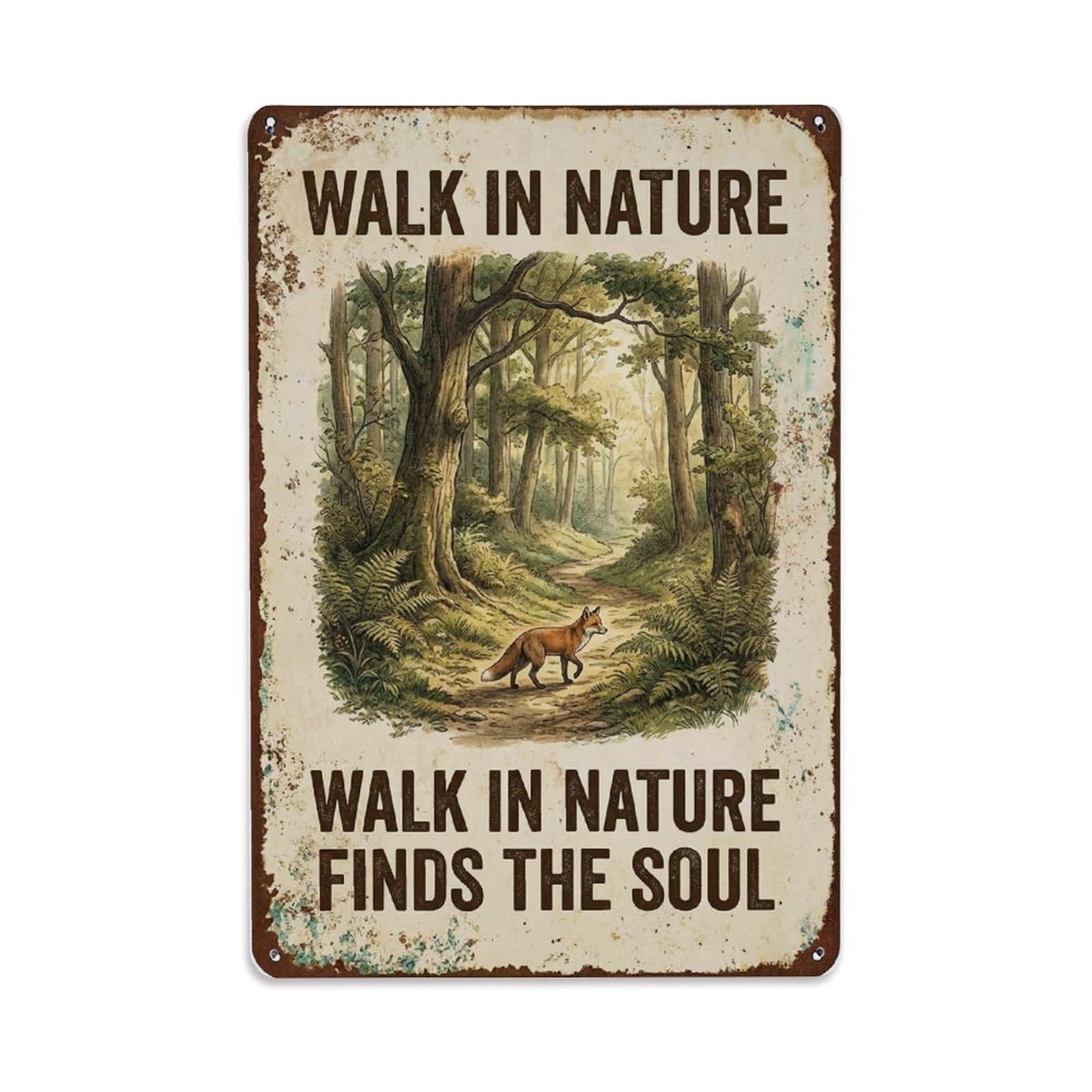 Fqnyr Style Walk In Nature Finds Soul Metal Tin Sign Plaque Wall Decor For Cafe, Club Bar, Office, Home Garden Metal Poster 8X12inch