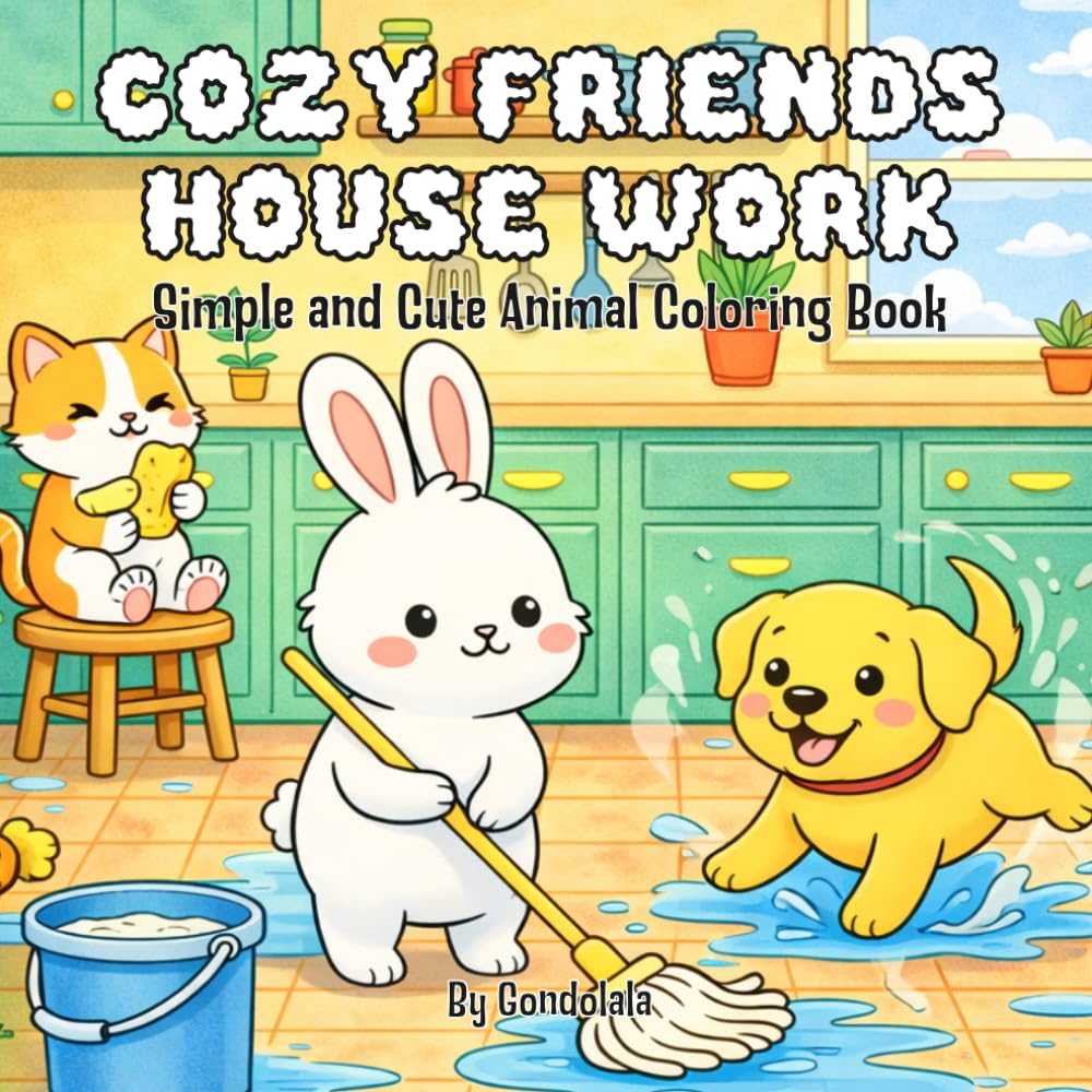 COZY FRIENDS: HOUSEWORK: Cute Kawaii Bunny, Kitten & Labrador Puppy Cleaning, Organizing & Cozy Home Activities for Relaxation