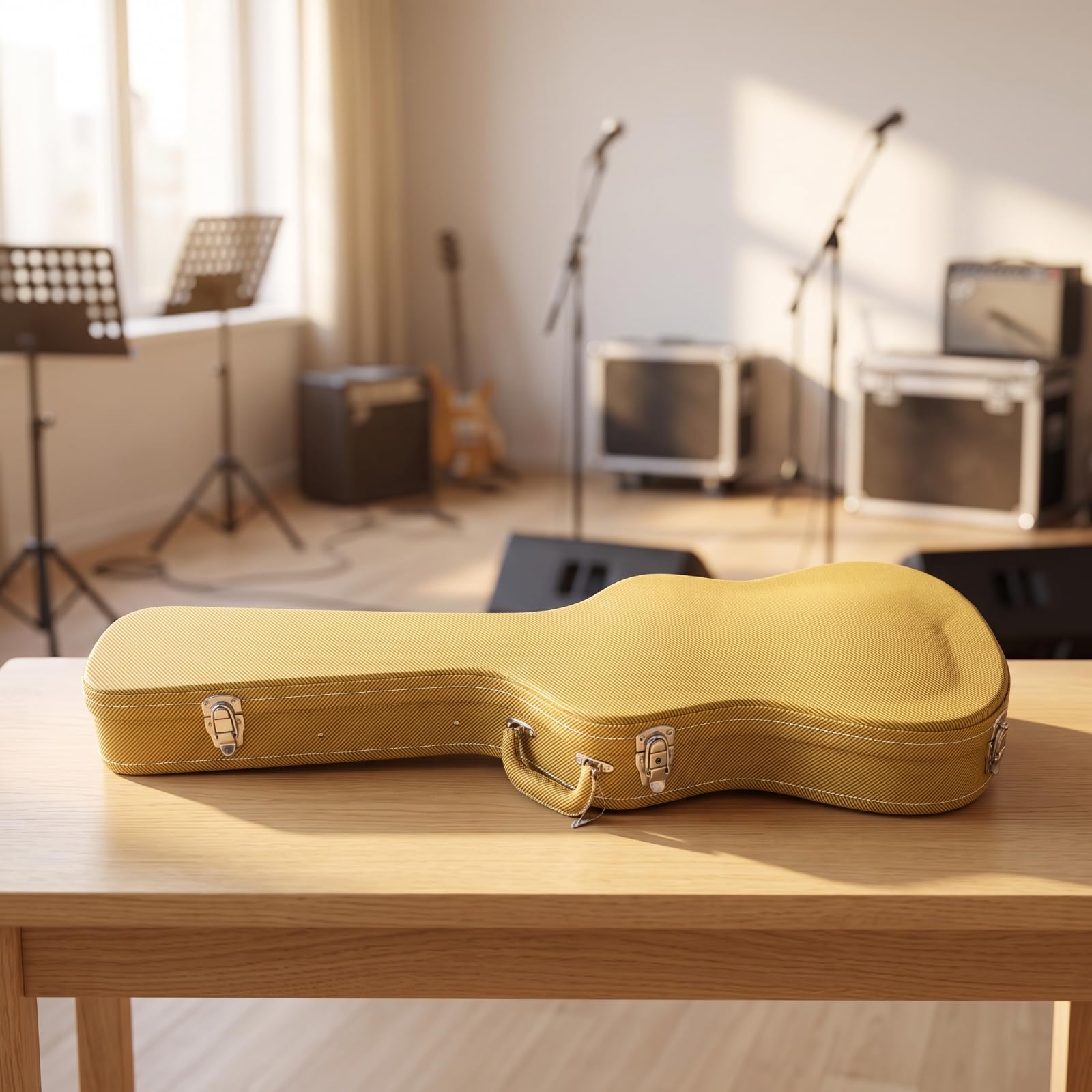 Euche Guitarra Rígida Funda Sellado para Viajes, Amarillo, Amarillo