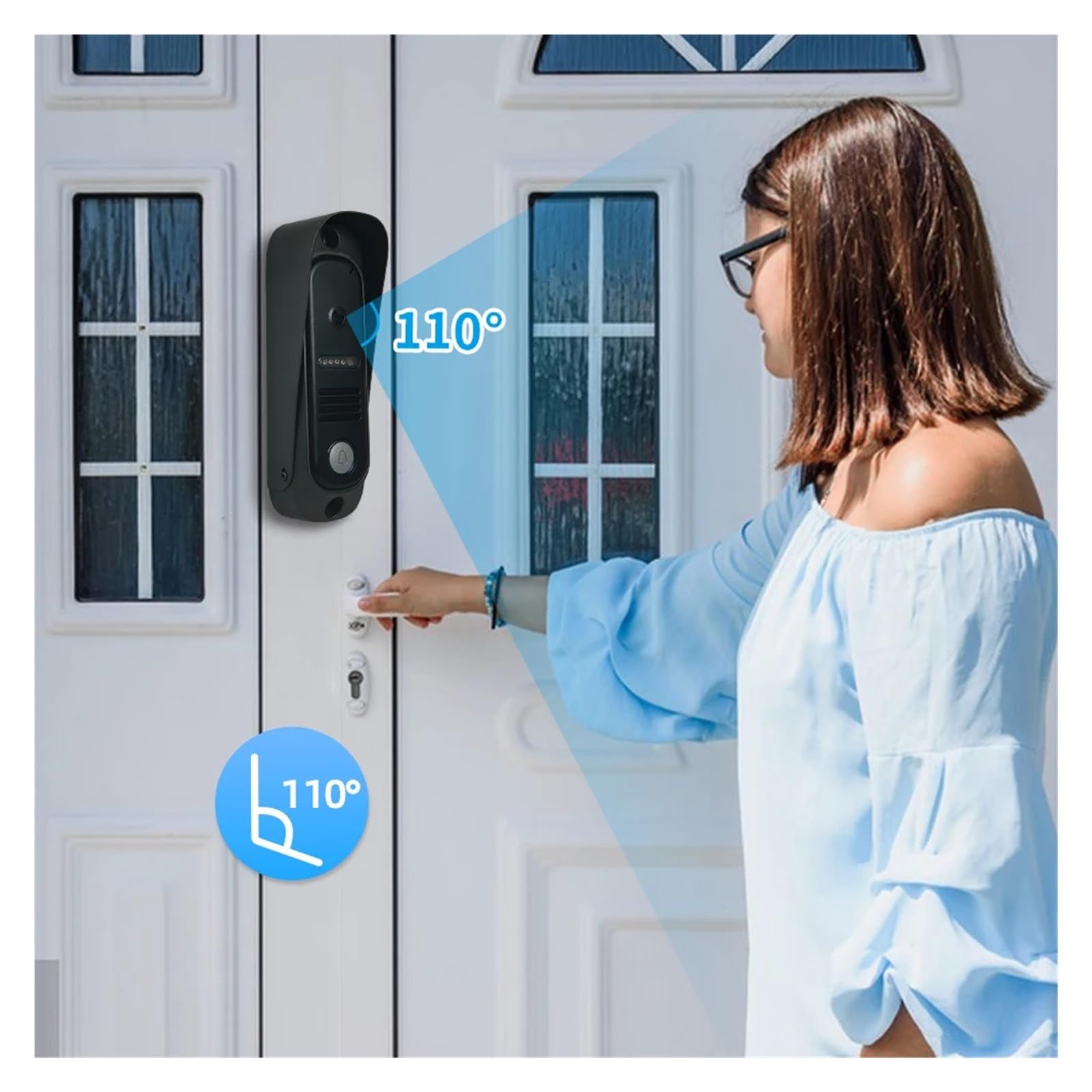 4 Wired Video Doorphone RFID Unlock Intercom Camera Doorbell with 7 Inch Screen Night Vision Home Door Entry for Villa