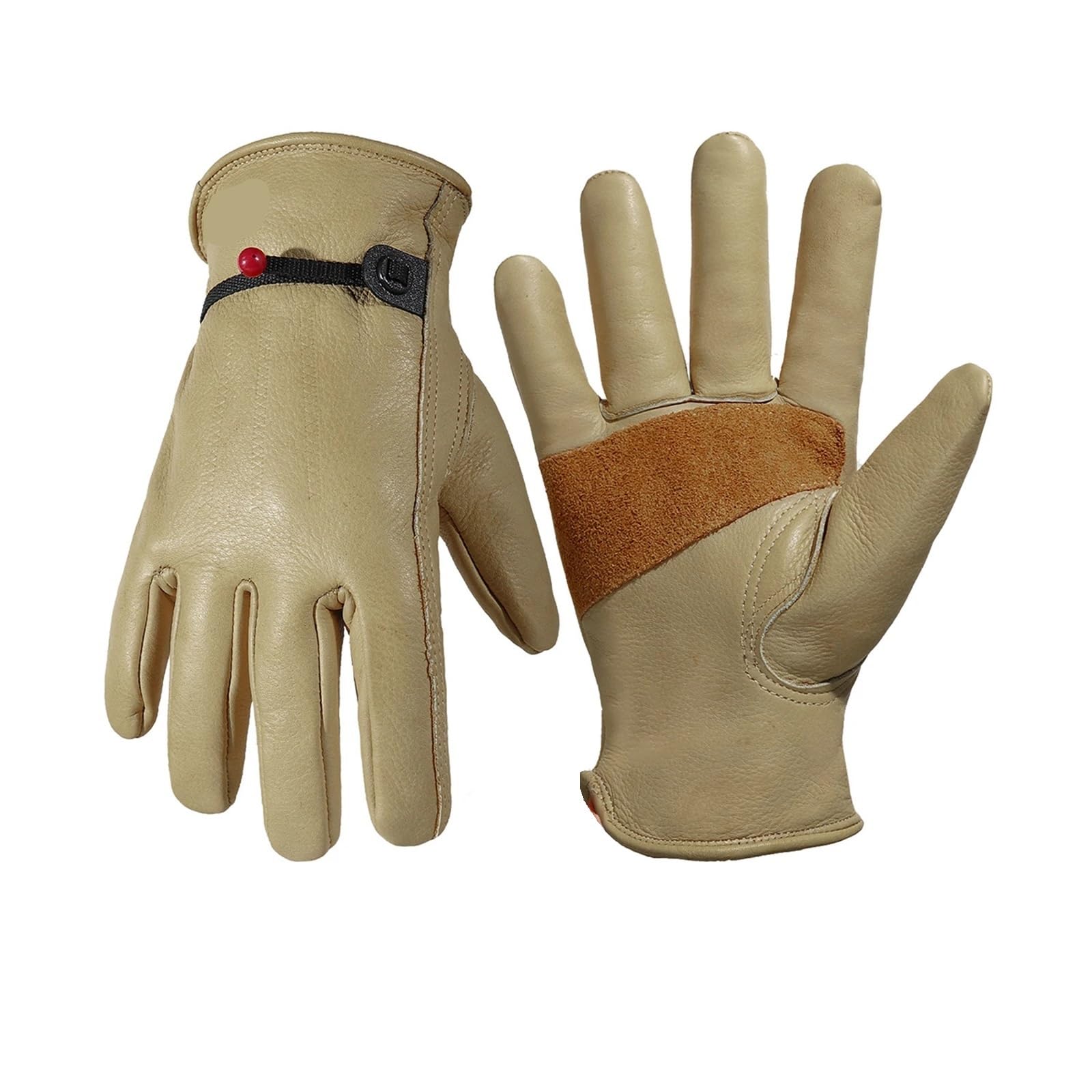 Guantes de invierno Tiras ajustables cuero Conductor trabajo con forro cálido al aire libre para Obra Montaje Mecánicos(XXL)