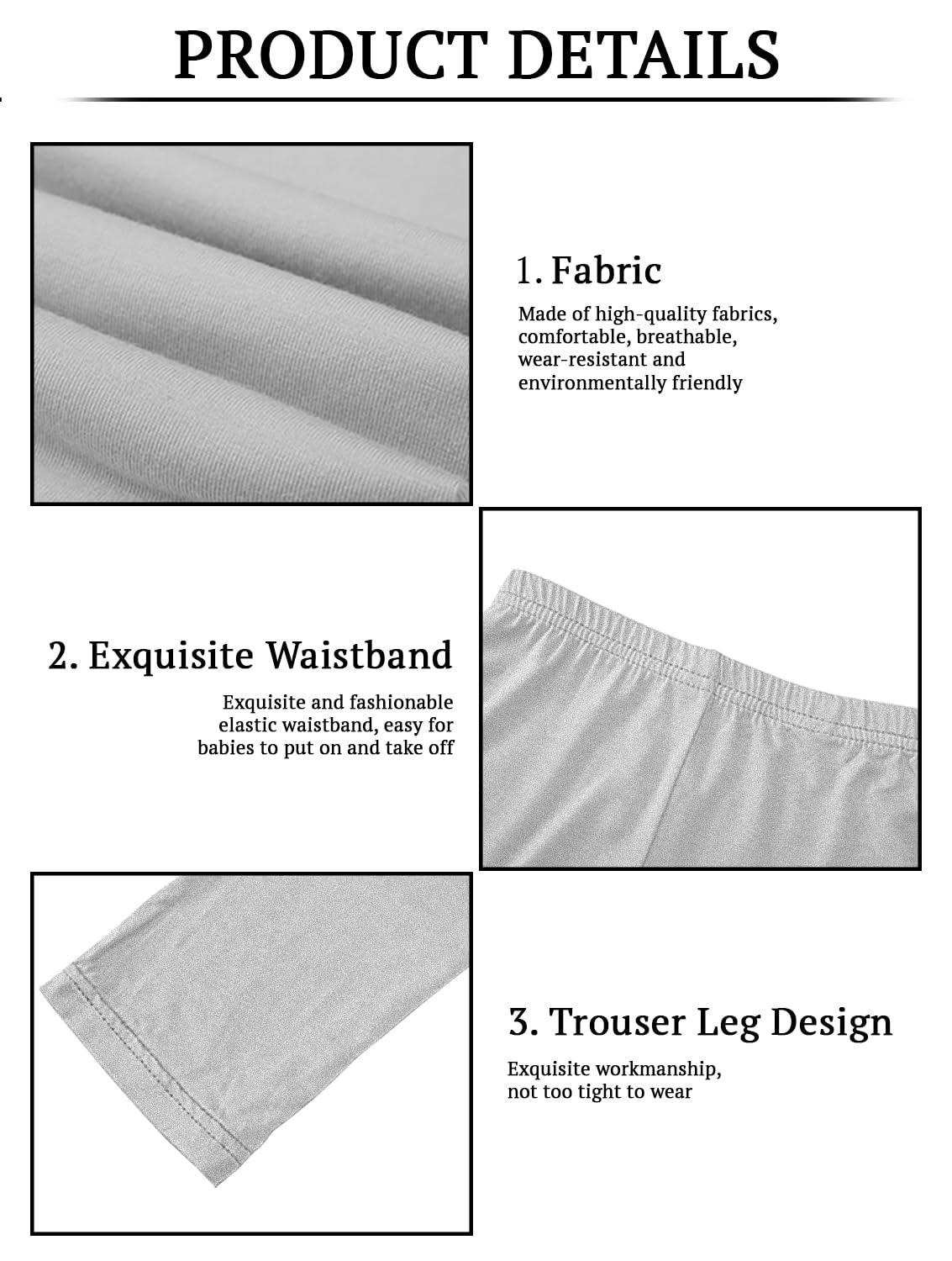 SYGA Girls Leggings, Soft & Stretchable Cotton Infant Toddler Leggings, Suitable for All Seasons, Size 7-8 Years(Gray) - Image 6 thumbnail
