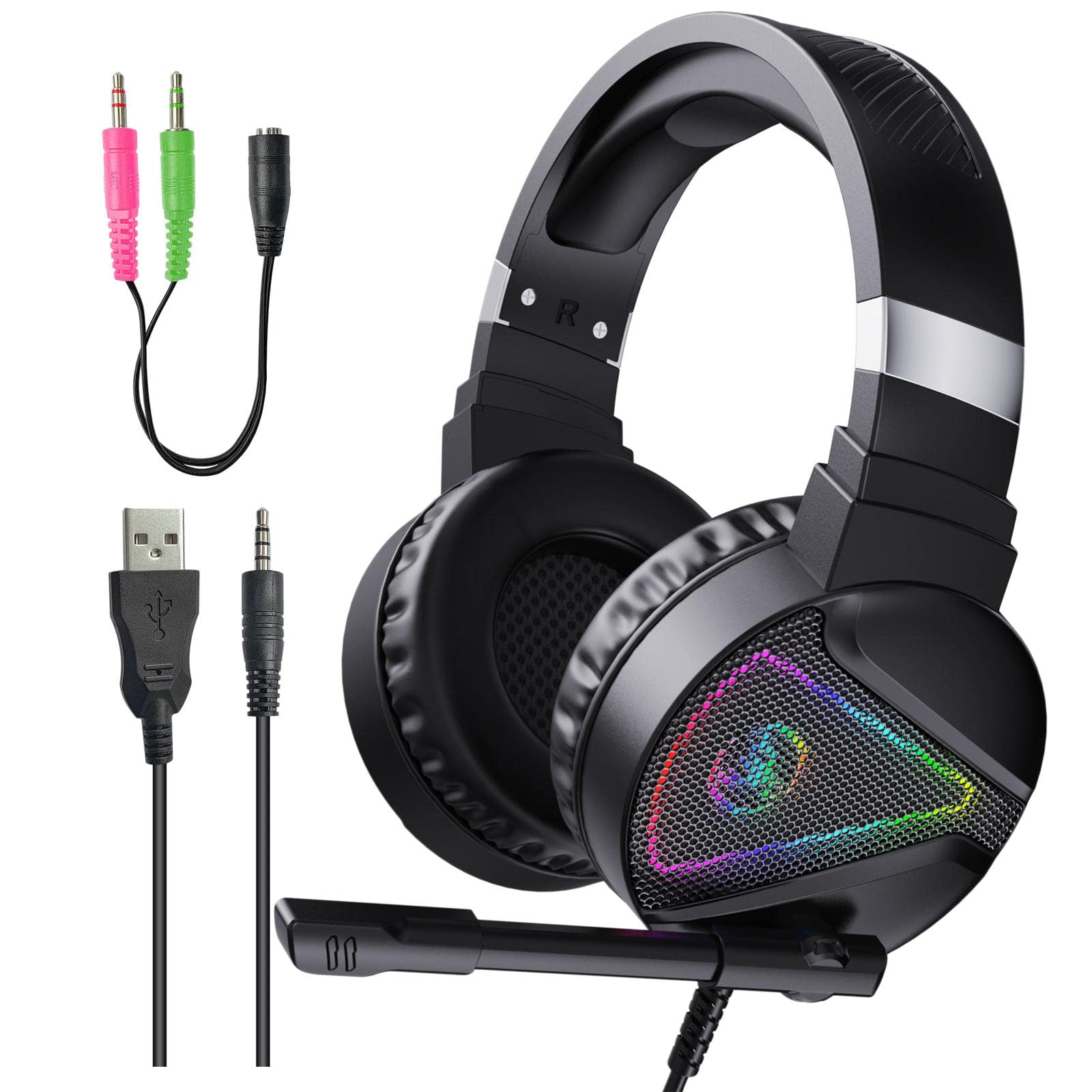 FASHIONMYDAY® F16 3.5mm Wired Gaming Headset RGB Surround w/Mic Headphones for PC Laptop | Computers/Tablets & Networking | Laptop & Desktop Accessories | Headsets-image-38