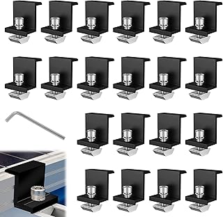 Kit de Fixation Panneau Solaire: 20 Pièces Support Panneau Photovoltaique en Aluminium 30 mm Support Montage Panneau Solaire en Z Avec Ecrous et Boulon
