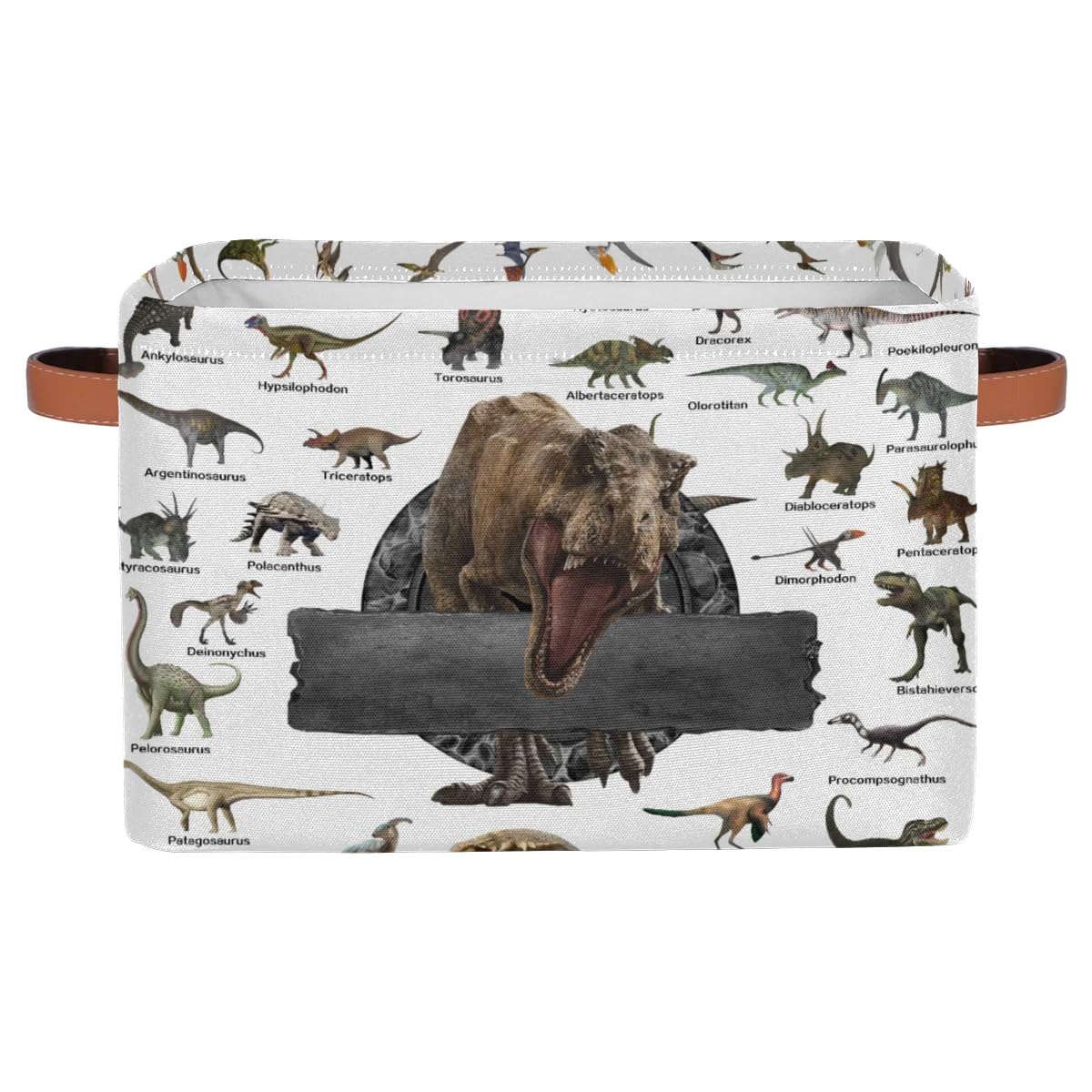 Animal Dinosaur Storage Basket for Shelves, Closet Storage Bins with Handles, Decorative Collapsible Baskets for Organizing Toys, Clothes, Nursery,