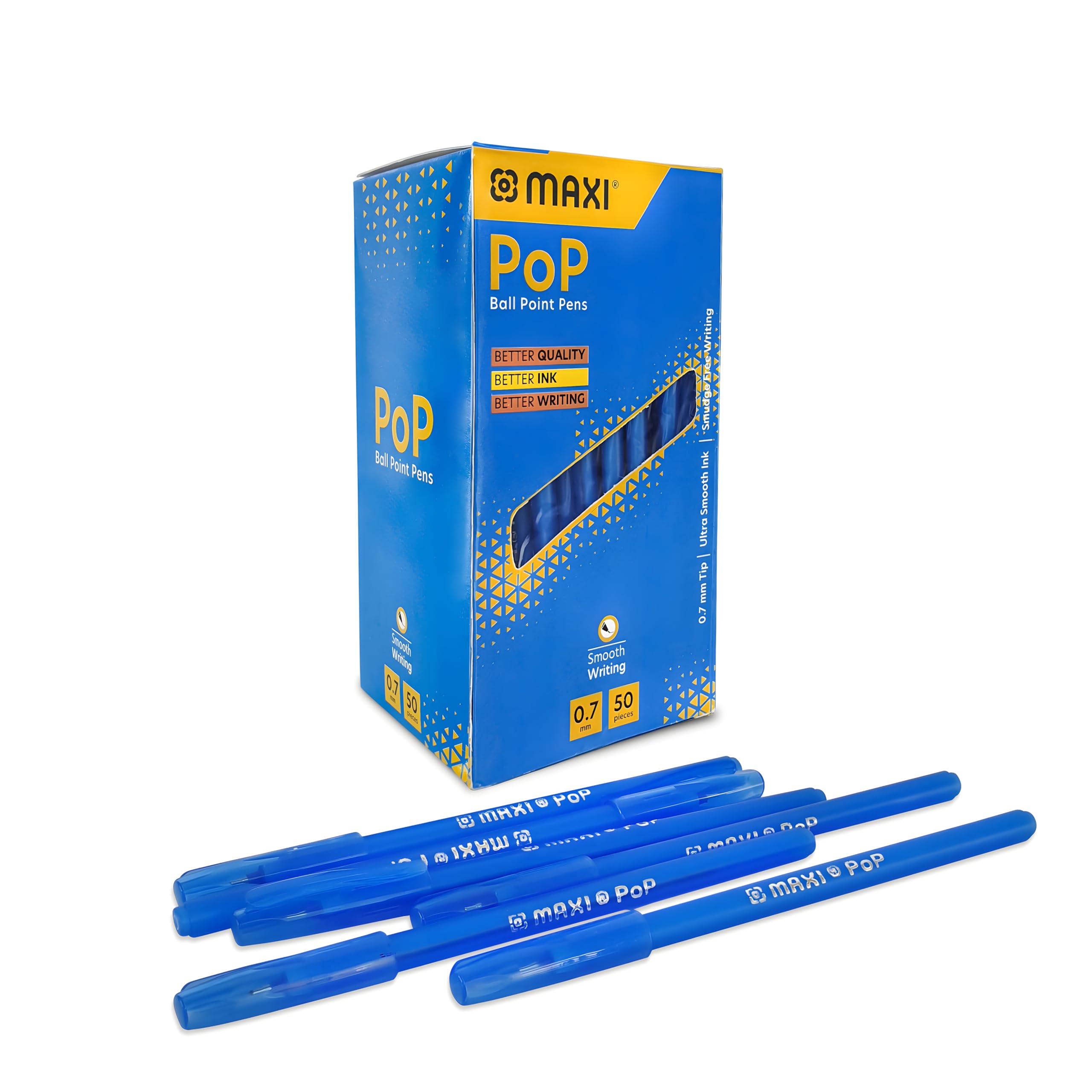 Maxi POP Ball Point Pen 50-Pieces, 0.7 mm Tip Size, Blue 1