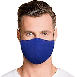 Máscara facial lavável – 3 camadas, camada interna 100% algodão – Tecido reutilizável com bolso para filtro – Feito nos EUA – Adequado para uso interno e externo, S6, Solid Royal Blue
