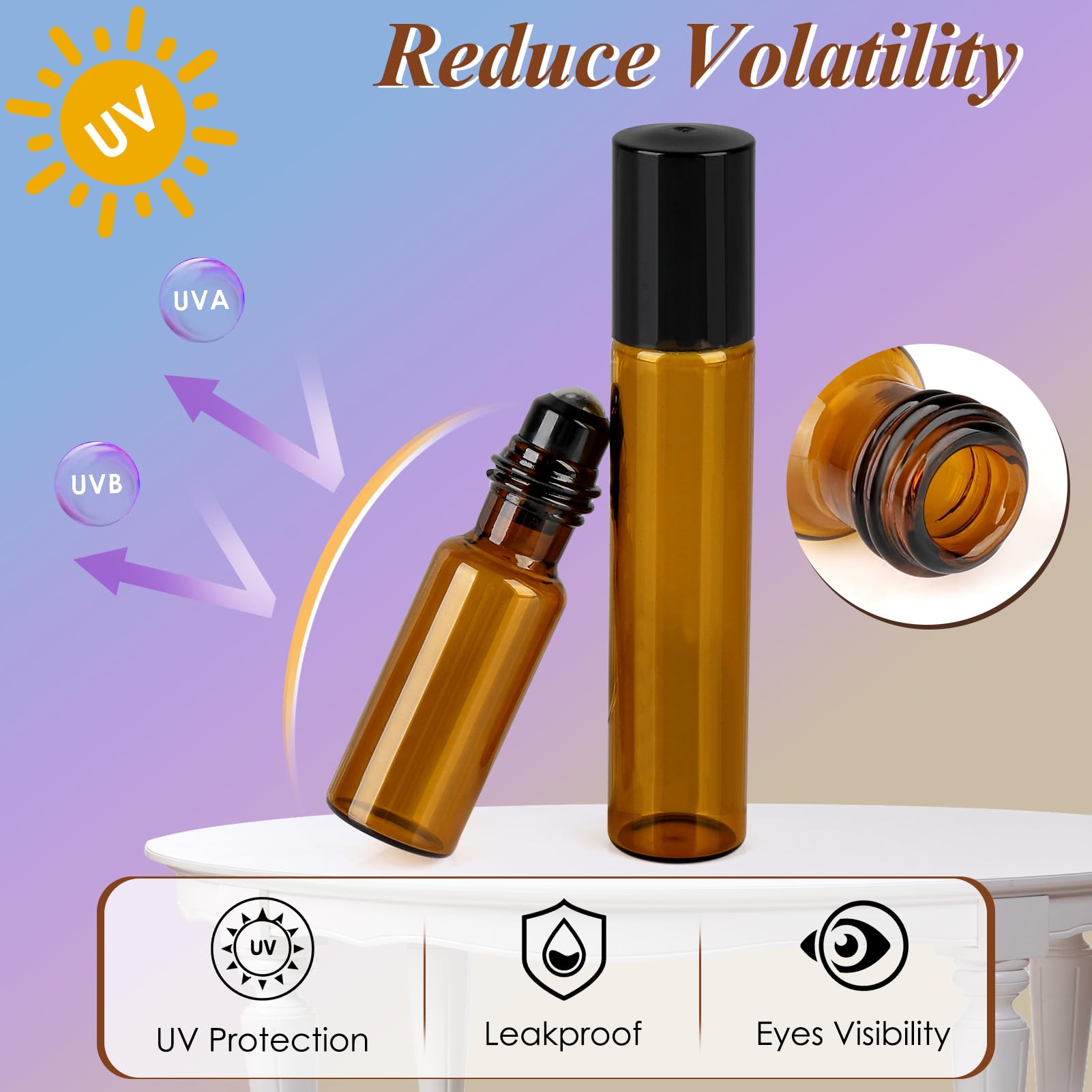 Kit 96 Flaconi Per Oli Essenziali 10ml In Vetro Scuro Con Sfere In Acciaio Inox - A Prova Di Perdite Con Imbuti E Apribottiglie - 2