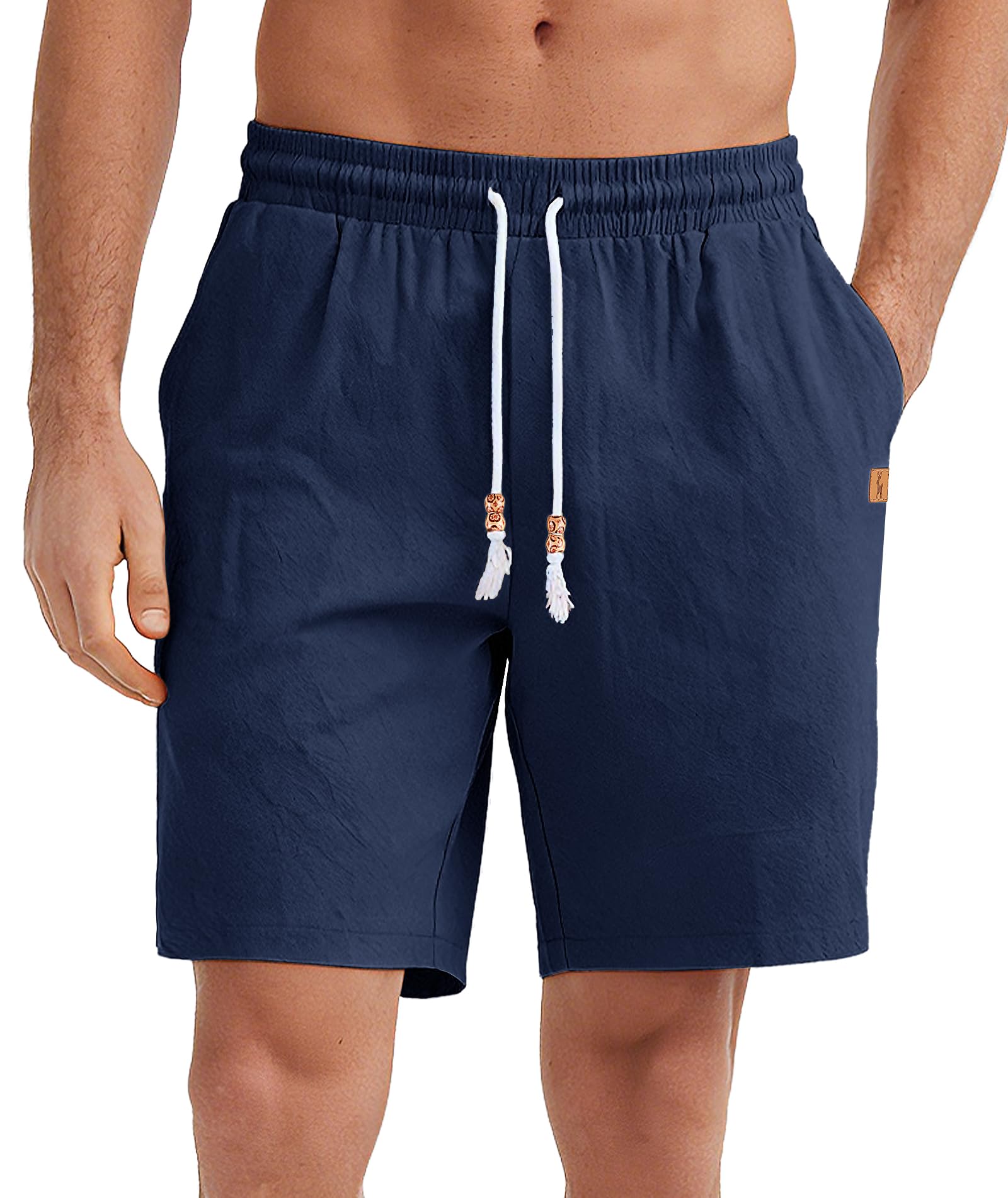 SwissWell Pantalones Cortos Hombre de Lino Bermudas Hombre Verano Casual Pantalón Corto Playa Vacaciones Shorts con Cintura Elástica y Bolsillo — view 7