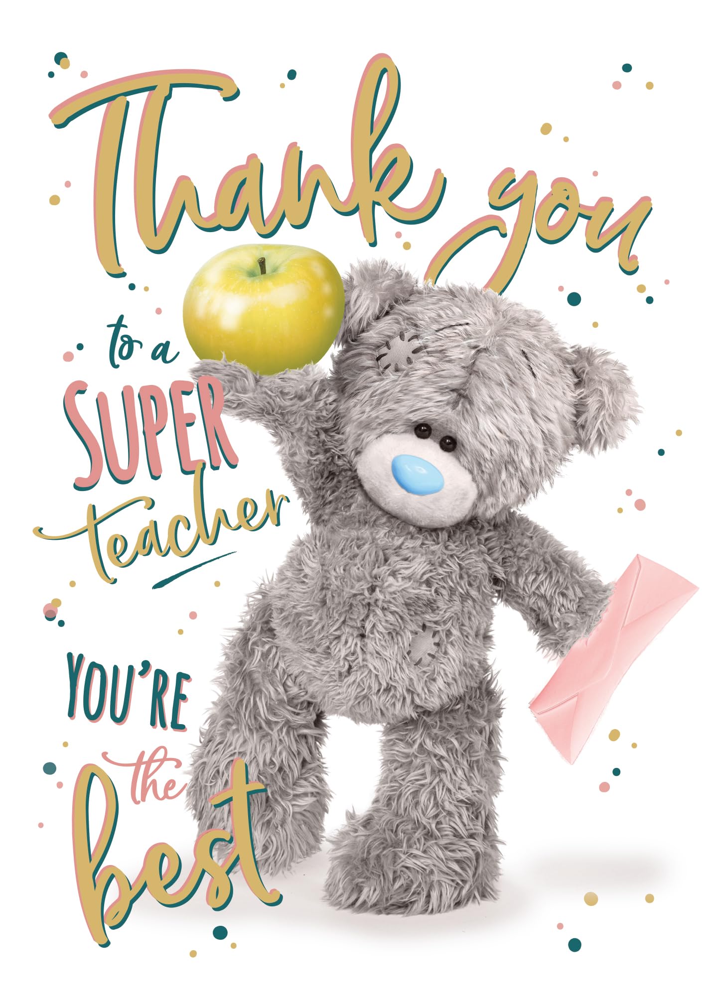 Me To You Tatty Teddy 'Thank You To A Super Teacher' Greeting Card 5x7ins - Official Collection