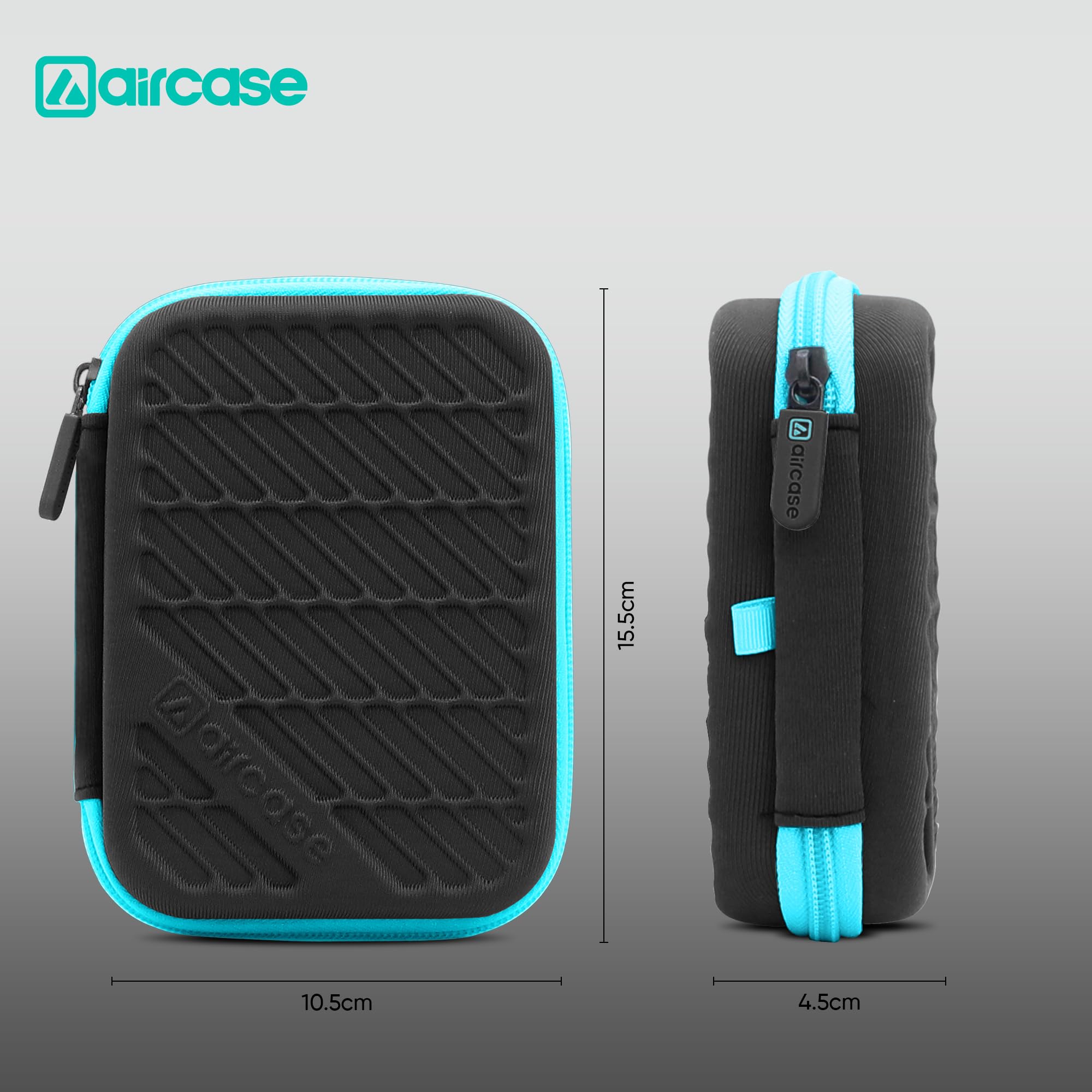 AirCase Hard Disk Cover Case 2.5 Inch HDD SSD - Double Padded EVA Hardshell | Fits 2 Drives | Mesh Pocket for USB Cable, Earphone, Charger | Travel Organiser (Black) — Amazon image 8
