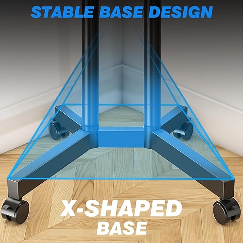 Miniatura 8 de Rfiver Soporte de TV rodante con estante para laptop, soporte de TV móvil con ruedas mejoradas para televisores de 32 a 75 pulgadas, carrito de TV