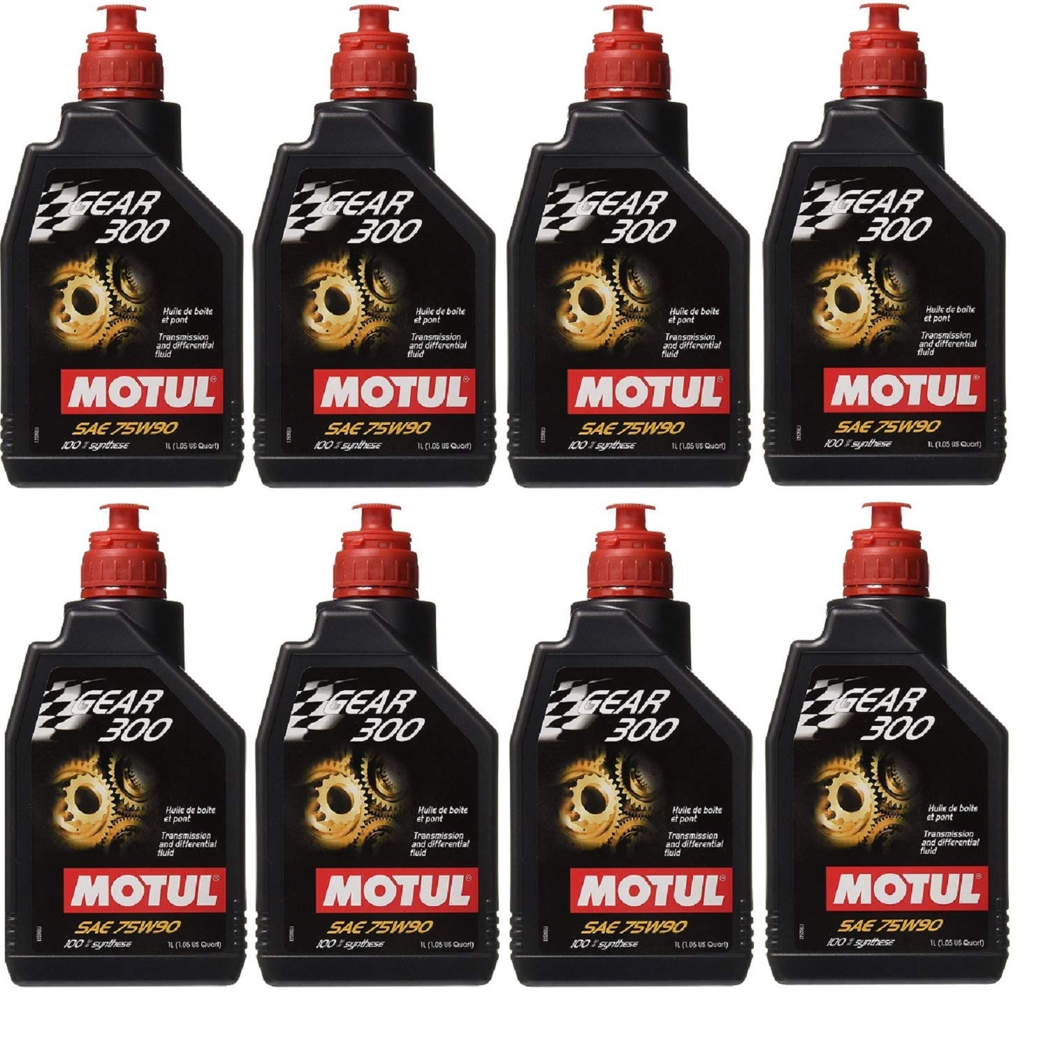 Motul 105777 Set of 8 Gear 300 75W-90 Transmission Fluid 1-Liter Bottles