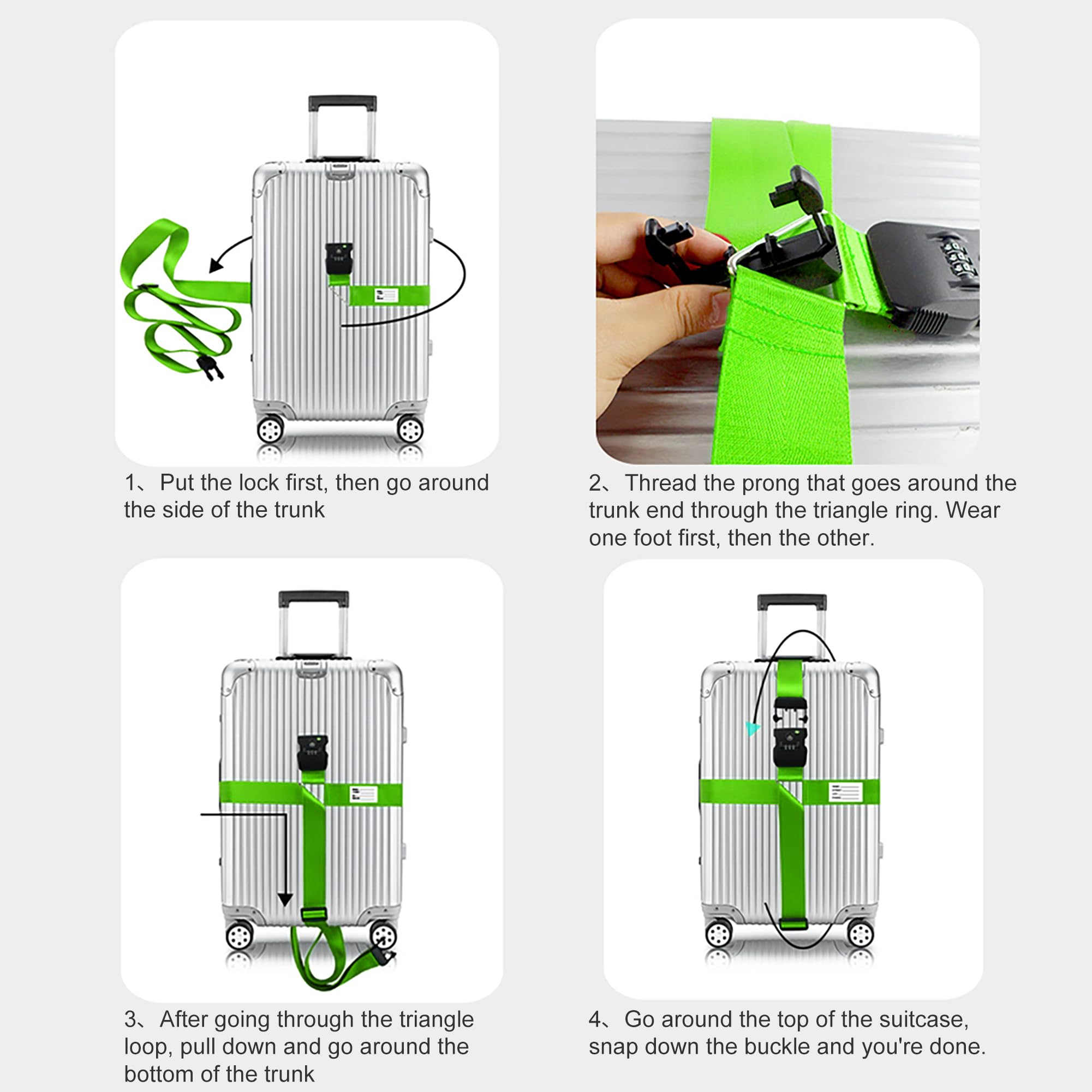 Cinghie Bagagli Trasversali Travelkin | Approvate TSA, Regolabili Da 45 A 81 Cm, Motivo Colorato, Facile Individuazione