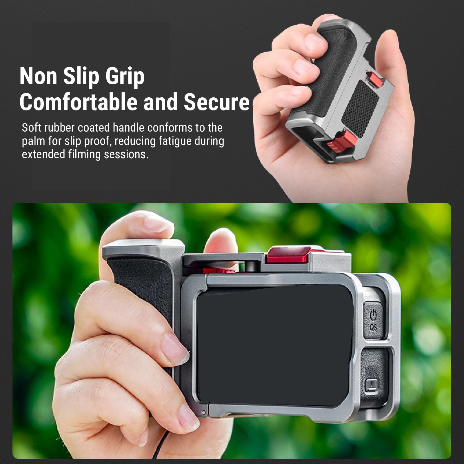 AMONIDA Custodia con Telaio per Action Cam in Lega di Alluminio con Maniglia Staccabile per Avventure Cinematografiche Action 5 4 3 Pro