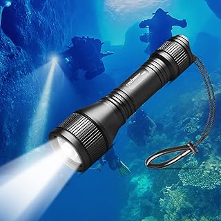 ORCATORCH D550 Dive Light 1000 Lumens Scuba Diving Flashlight 3 Modes IP68 Waterproof Underwater Lights Night Dive Submarine Torch with Wrist Mount for Outdoor Exploration Under Water Sports