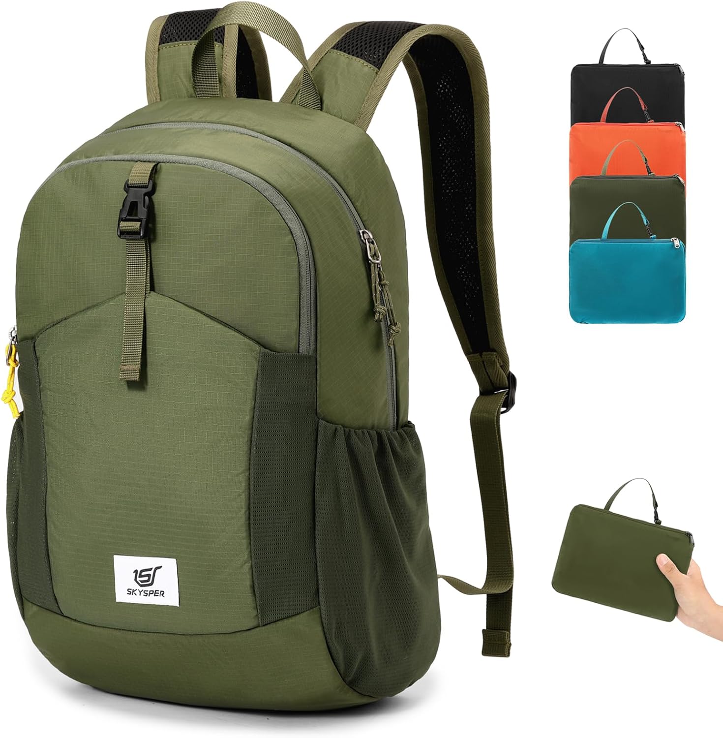 SKYSPER Foldable Anti-Theft Backpack with RFID Protection, 20L Hiking Backpack Small Backpack for Men Women Travel Trekking Sport