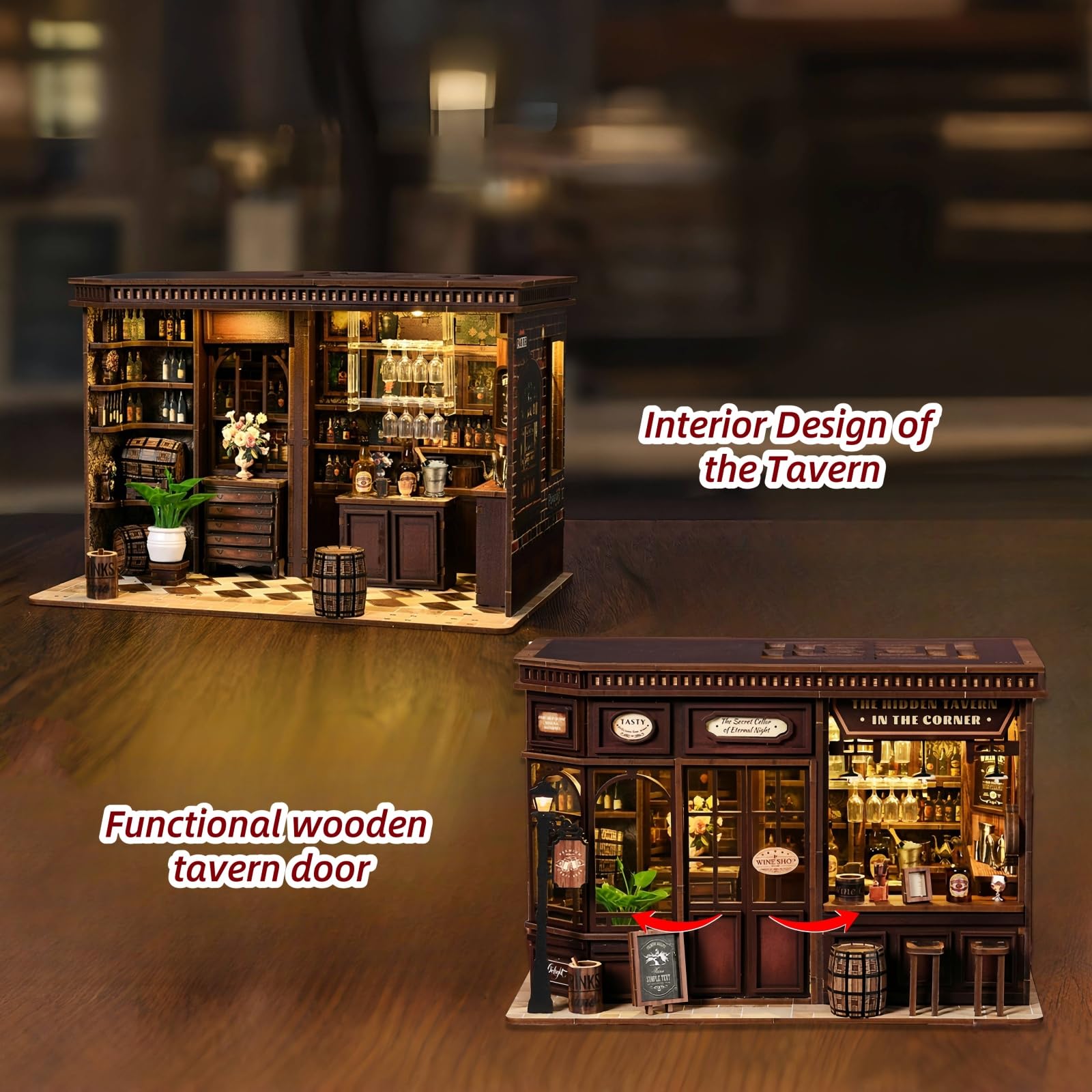 Corner Tavern DIY Miniatuur Poppenhuis Kit - Gezellige Pub 3D Puzzel Voor Volwassenen