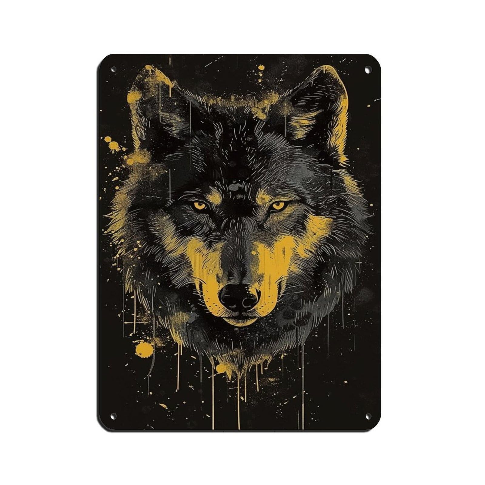 Surreal Wolf Painting Poster Retro Poster Metal Tin Sign Chic Art Retro Iron Painting Bar People Cave Cafe Family Garage Poster Wall Decoration 12x16inch(30x40cm)