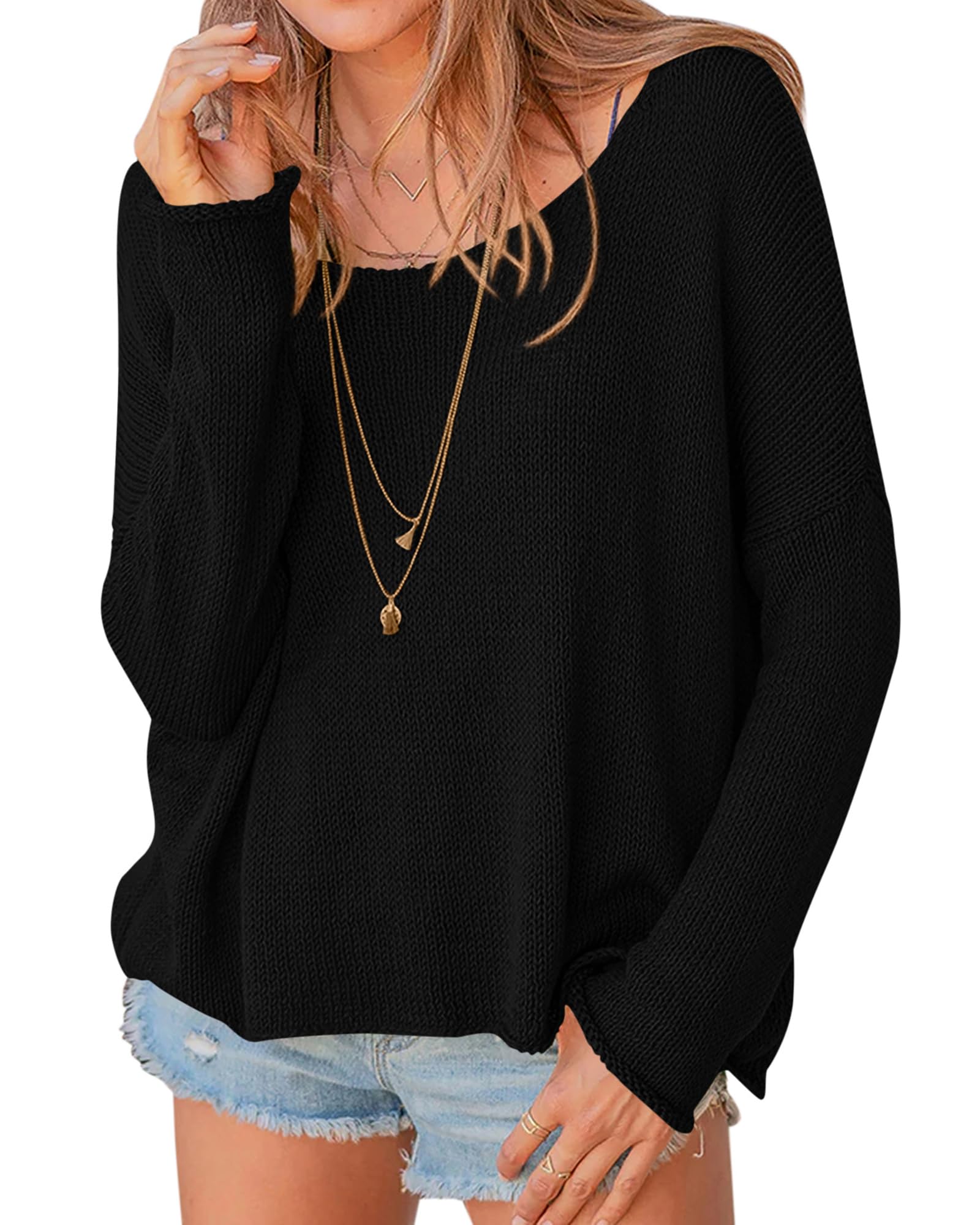 Photo 1 of **HAS SOME DAMAGES AND HOLES**
PRETTYGARDEN Women's Oversized Sweaters 2026 Casual Long Sleeve Scoop Neck Pullover Tops Loose Cozy Knit Spring Outfits(Black,Medium)