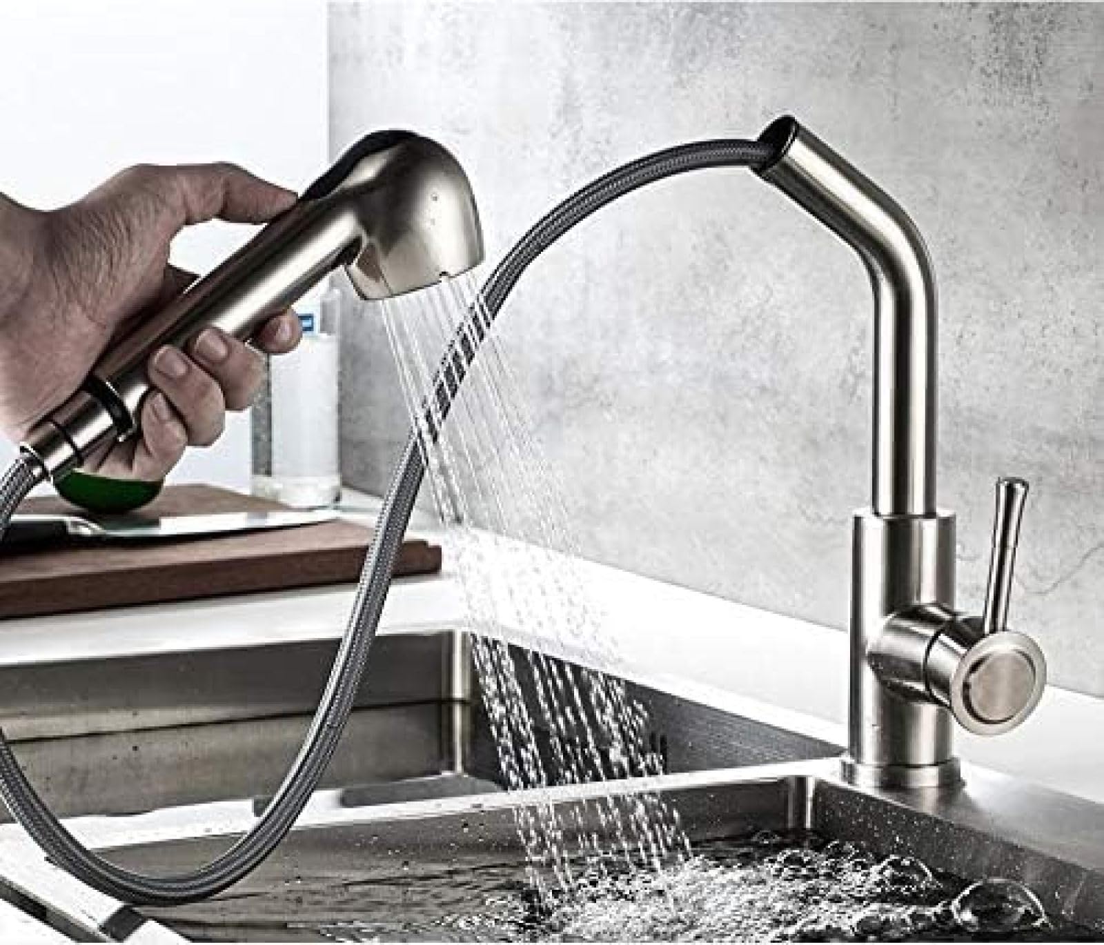 ZYCHSJXA Kitchen Taps Faucet Swivel Spouts Sprayer Brushed Nickel Deck Mounted Vessel Sink Stainless Steel Faucets Mixer Tap