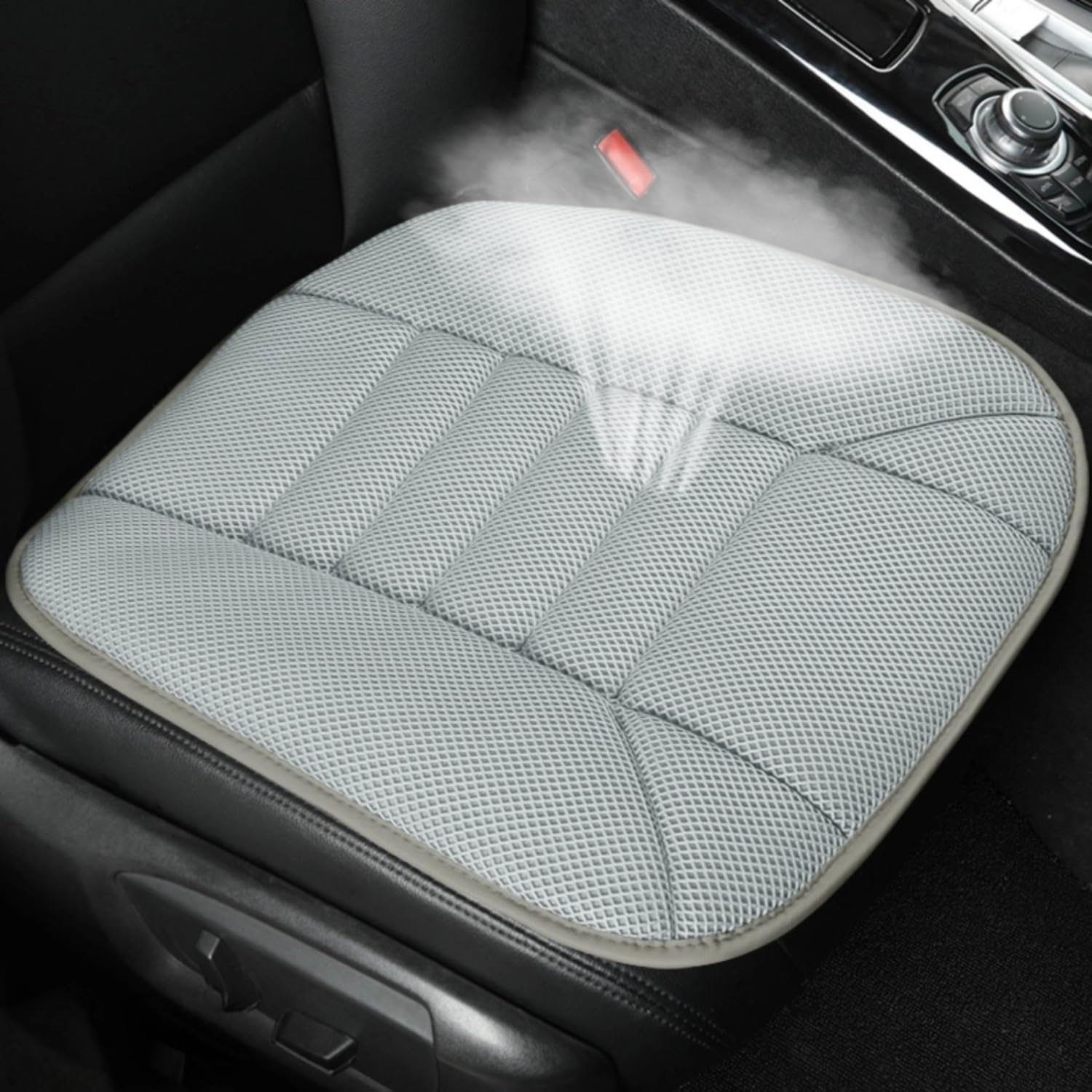 Tryagat Car Seat Cushion for Seat Ateca FR Facelift/Cupra Ateca 2017-2024, Breathable Cooling Mesh Pad Summer Auto Interior Protective Cover Non-Slip Driver Mat,White