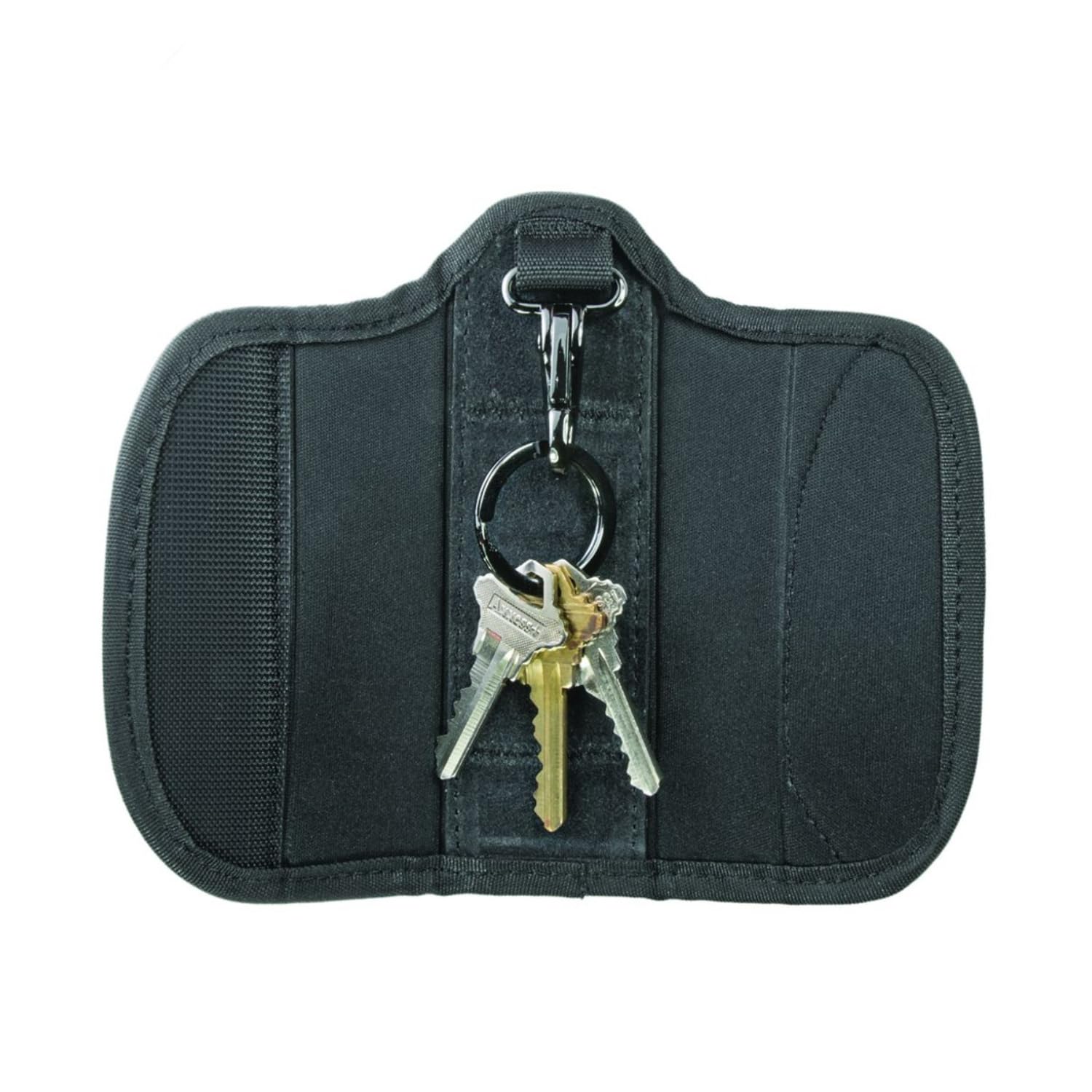 Hero's Pride Ballistic Silent Key Holder, Nylon Duty Belt Key Keeper, Utility Clip-On for Law Enforcement, Patrol Belt Key Ring, Easy Install on Duty Gear, Secure Hook and Loop Closure, Black