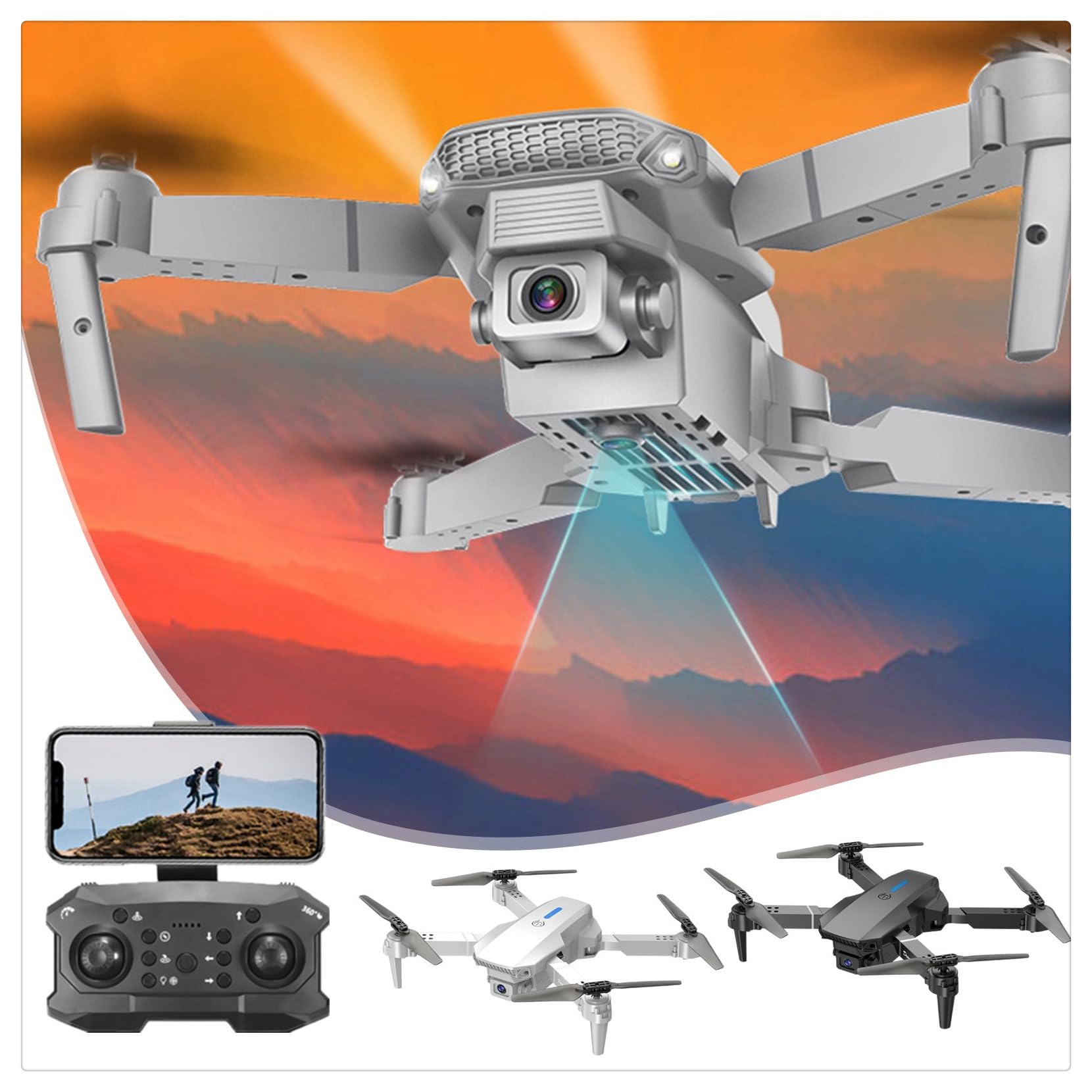 Drone With Dual 1080P HD FPV Camera 𝗥𝗲𝗺𝗼𝘁𝗲 𝗖𝗼𝗻𝘁𝗿𝗼𝗹 Altitude Hold Headless Mode Start Speed Adjustment Foldable Drone Trajectory Flight