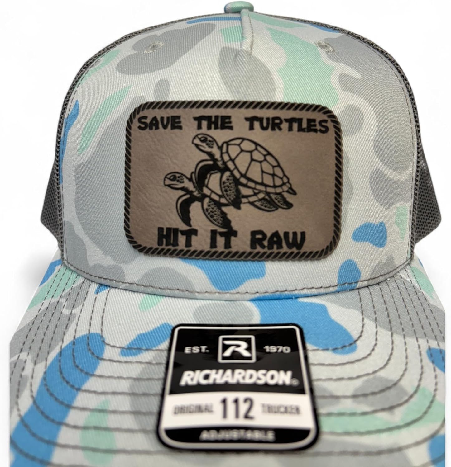 Save The Turtles Hit It Raw Hat - Funny Comedy Hat - Plastic Straws Environment - Beach Hats for Men