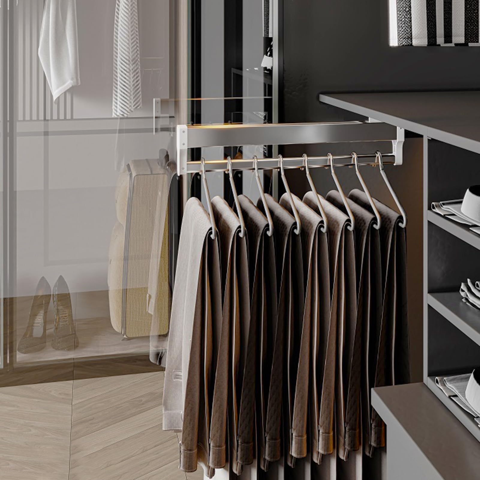 KSTORE Pendiabiti Estraibile Per Armadio Barra Appendiabiti Estraibile, Appendiabiti Estensibili Per Guardaroba Regolabile 30-80 Cm, Adatto A Tutti I Tipi Di Armadi Domestici,80cm