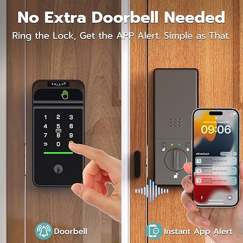 Miniatura 3 de Cerradura inteligente de Palm Vein, cerradura inteligente WiFi con timbre, cerradura de puerta de entrada sin llave con huella digital, cerrojo