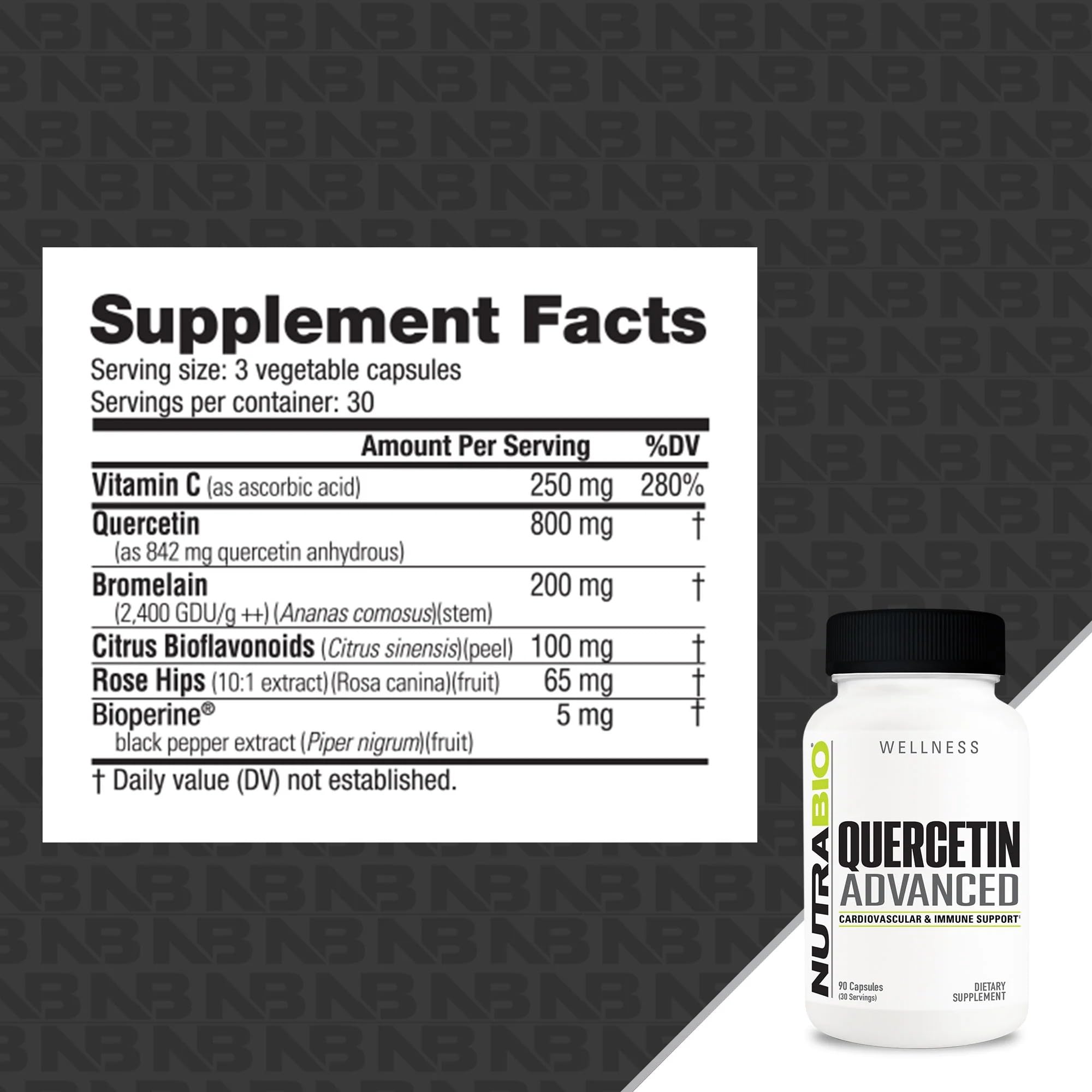 NutraBio Quercetin Advanced with Added Vitamin C and Bromelain - Potent Antioxidant - 90 Capsules - Dietary Supplement — Amazon image 2
