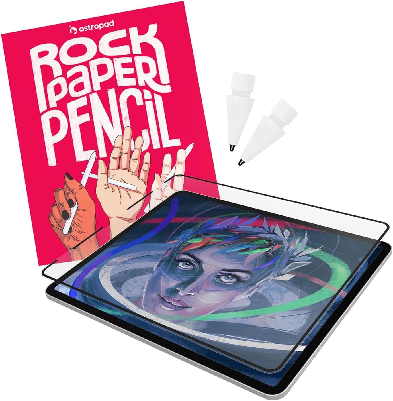 Rock Paper Pencil 2 - iPad Mini (6th Generation) Paper-Like Film + 2 Apple Pencil Tips [Paper-Like Writing] [Anti-Reflective] [Anti-Glare] [Anti-Fingerprint] [Anti-Bubble] [Apple Pencil Compatible] [Easy Installation]