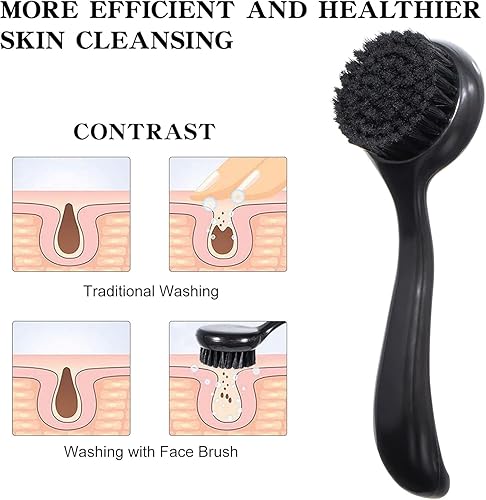 Miniatura 6 de Ooloveminso - Cepillo de limpieza facial de cerdas de carbón, 2 cepillos manuales para limpieza profunda y exfoliación, limpiador facial para