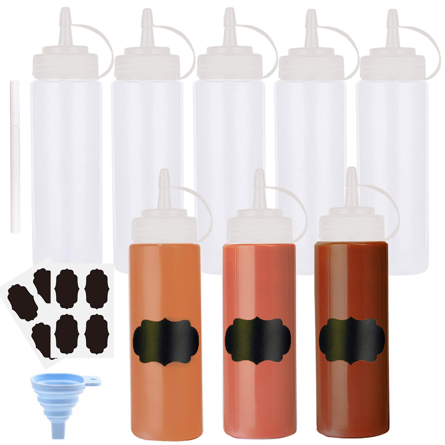 Hajoyful Squeeze Bottle Condiment Squeeze Bottles Plastic ketchup Squeeze Squirt bottle For Sauce,BBQ, Dressing, Paint, Workshop, Pancake Art Dispenser 8 pack 12 OZ