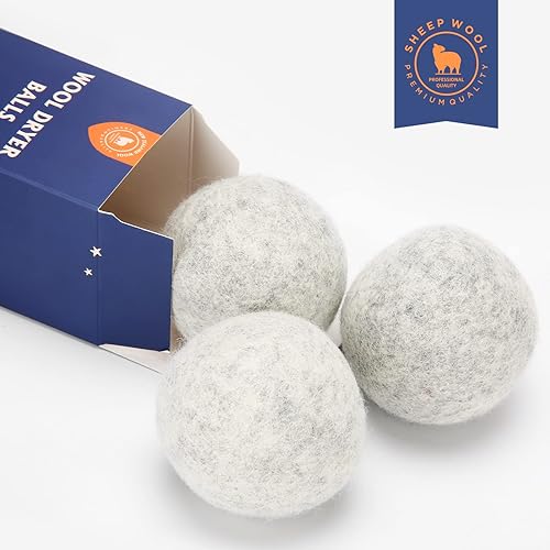 Miniatura 2 de Bolas de secado de lana hechas a mano, paquete de 3 XL, bolas de secado de ropa orgánicas, 100% lana de Nueva Zelanda, suavizante de tela natural,