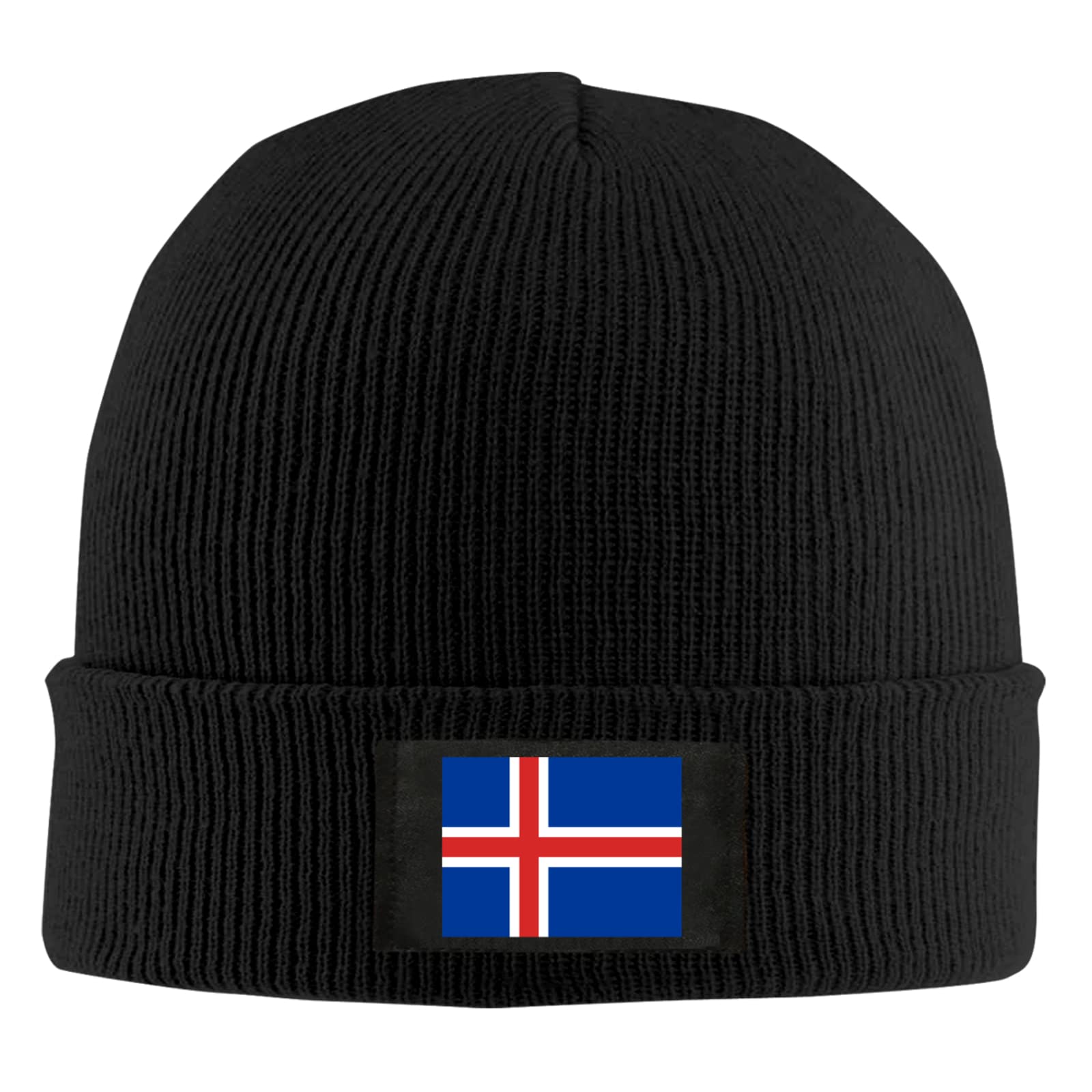 Djngn Unisex Black The Icelandic Flag Beanie Hat Knitted Warm Cap Wool Knitted Hat