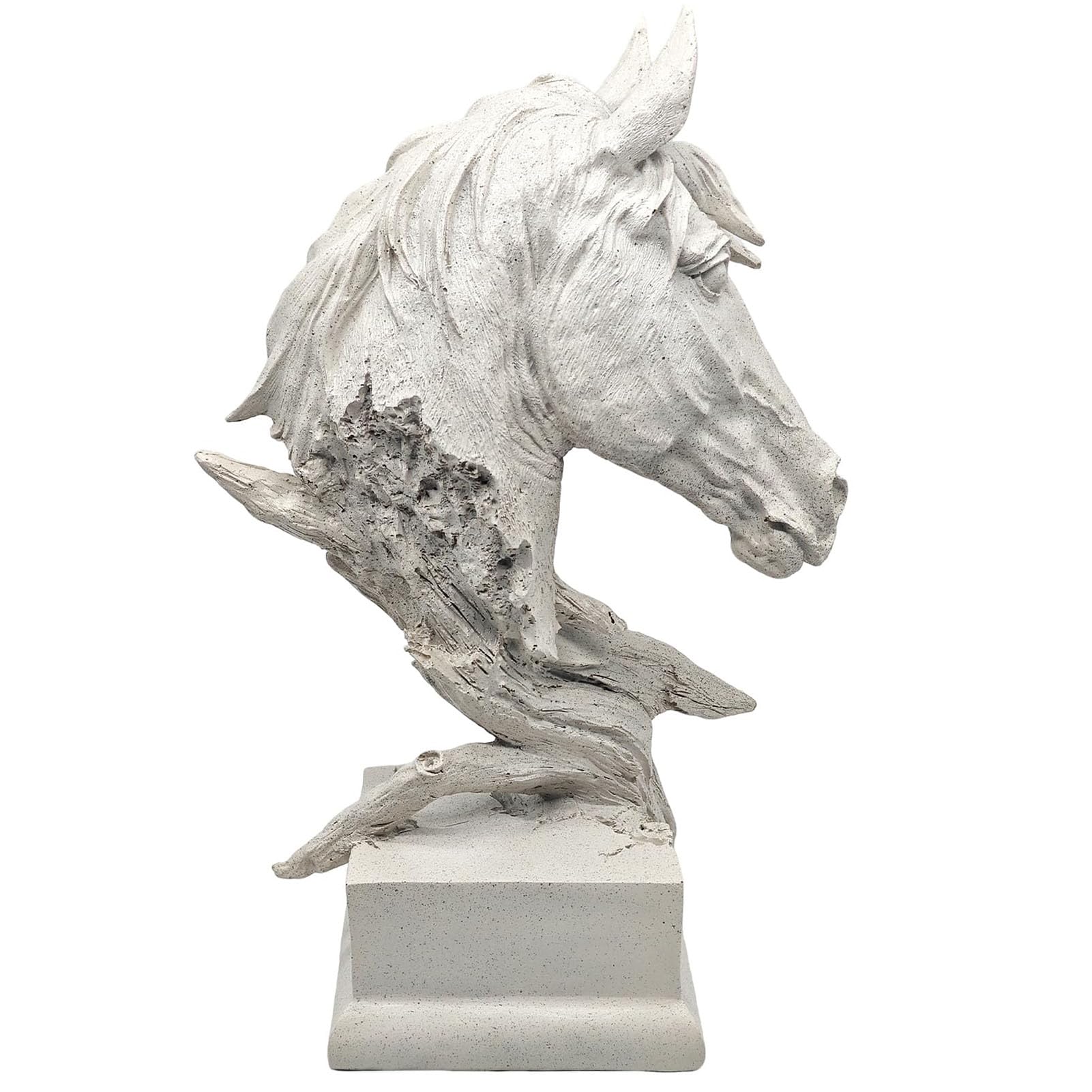 Escultura de Resina de Estatua de Cabeza de Caballo con Acabado de Piedra