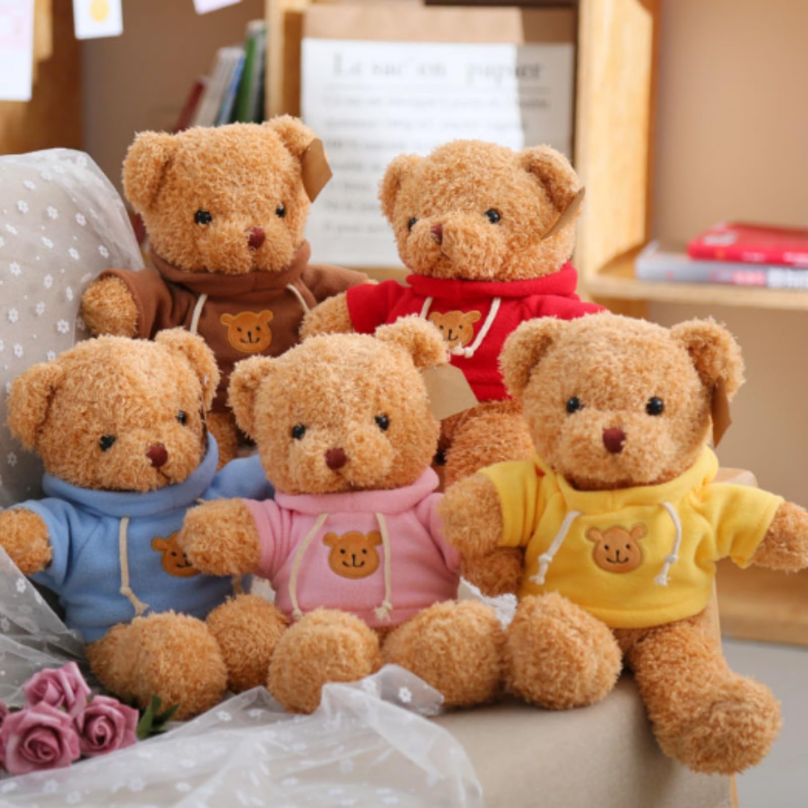 Teddybär Weiches Fell Teddybär mit Kapuze Tatzendruck Plüschtier Kuscheltier Stofftier Geschenk (100CM)