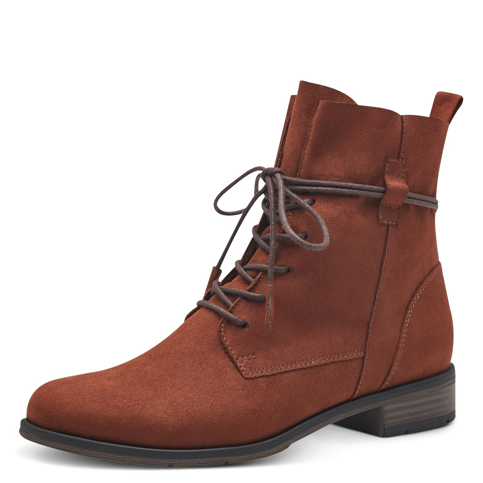 MARCO TOZZI Women's 2-25112-41 Lace Boot Flat, Cognac, 3.5