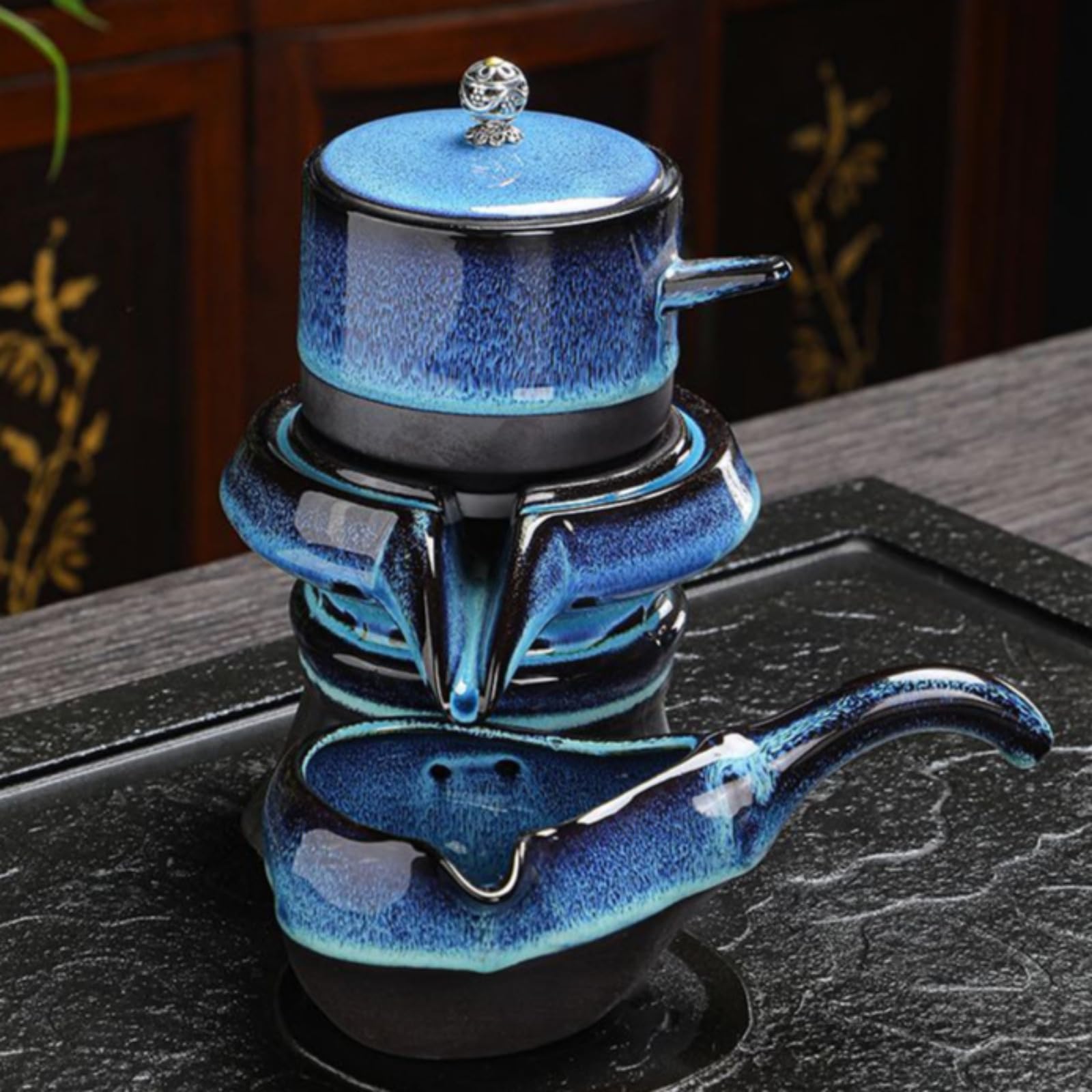 Półautomatyczny zestaw do herbaty kungfu, 180 ml 175.8 g, żaroodporny domowy ceramiczny zaparzacz do herbaty