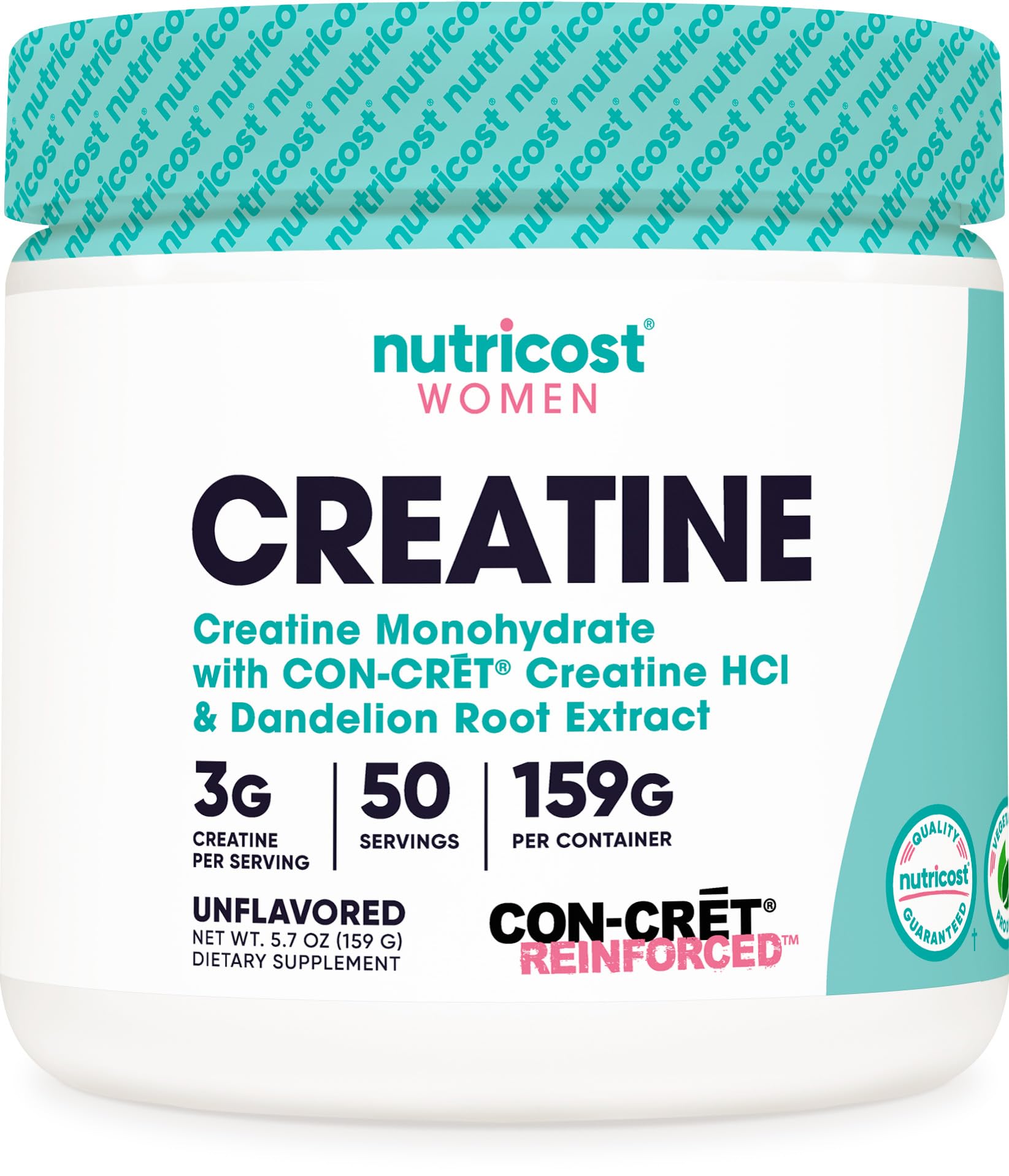 Nutricost Creatine Monohydrate Powder for Women, Micronized, Unflavored, 50 Servings - Vegetarian, Non-GMO, Gluten Free