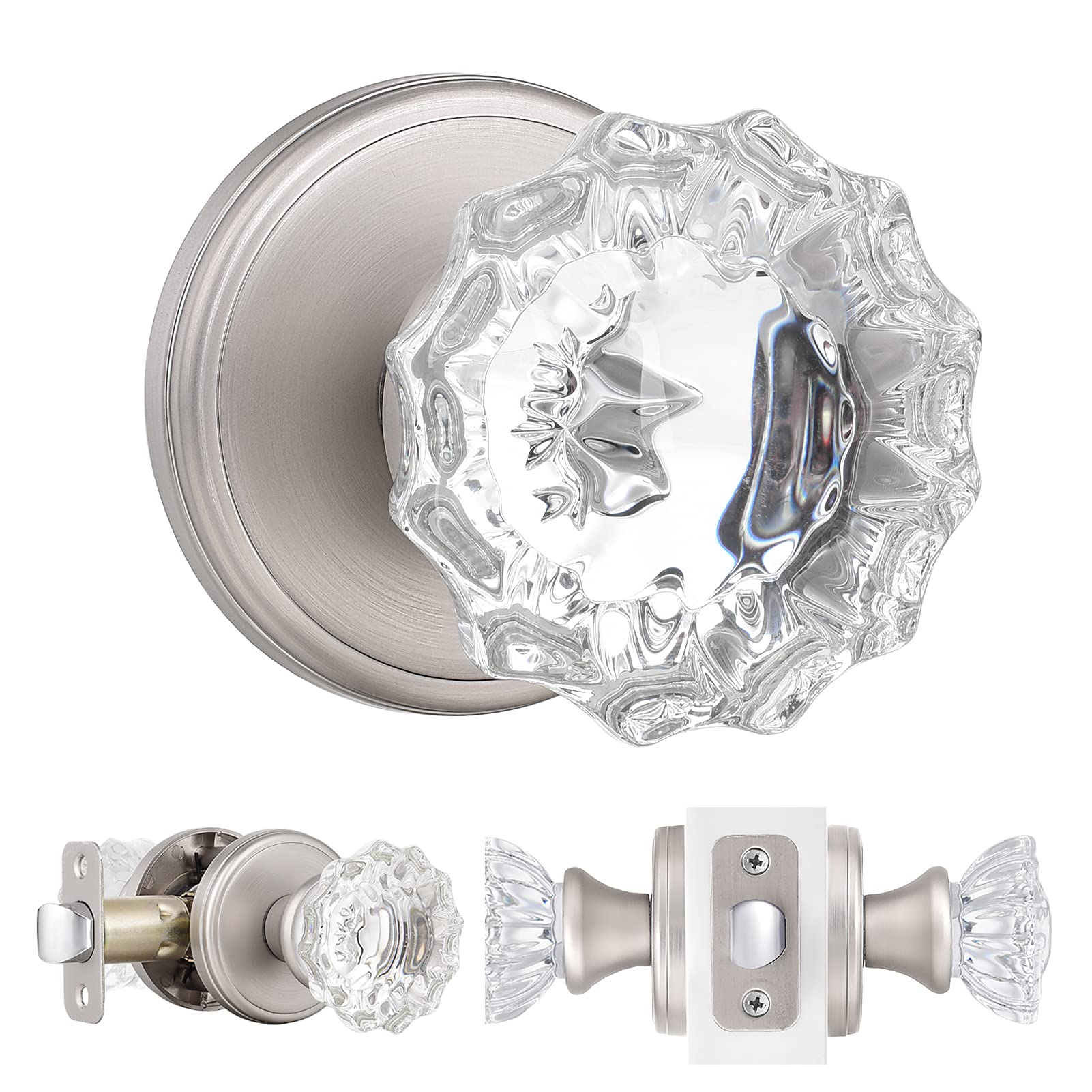 Glass Door Knobs Interior Vintage Privacy Door Knob with Lock — Amazon image 19