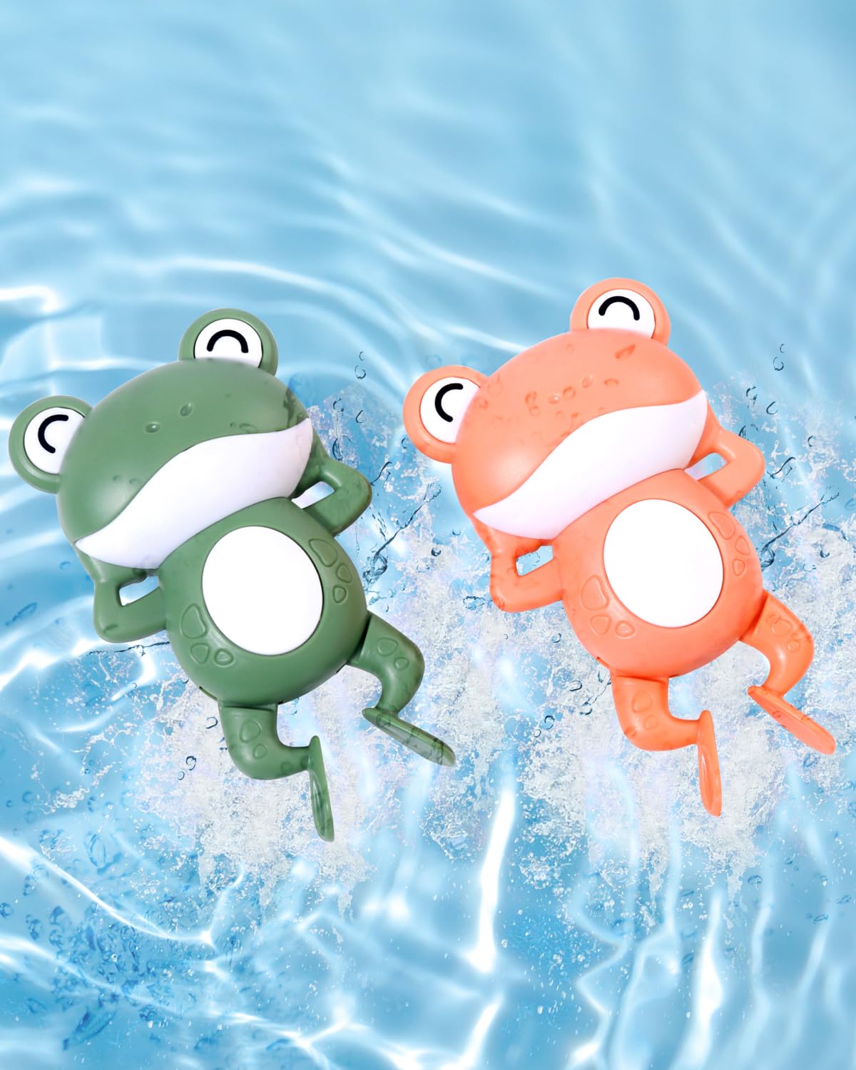 Play Nation Premium 2 Pcs Swimming Frog Squeeze Toy for Babies, Bathtub Floating Water Toys for Kids, Bath Toys for 6 Months+ Toddlers, BIS Certified, Birthday Gift (Green & Orange)