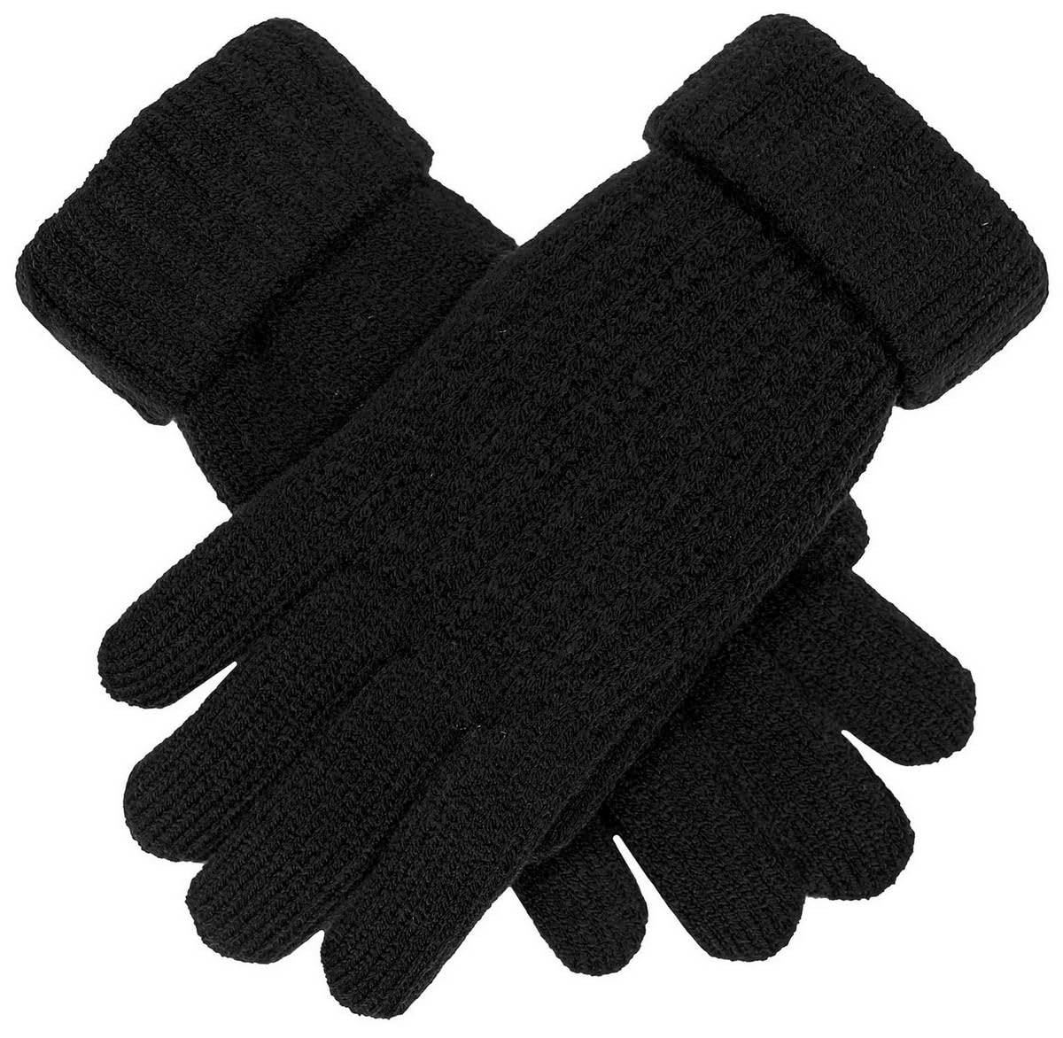 Dents Womens Ribbed Knit Gloves - Black