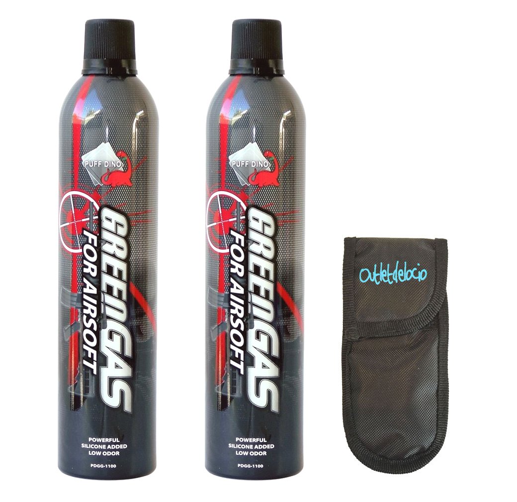 Outletdelocio Pack 2 Botellas Green Gas Pdgg 1100 para Pistolas de Airsoft Que Funcionan por Gas + Funda Portabalines 2-18398/23054