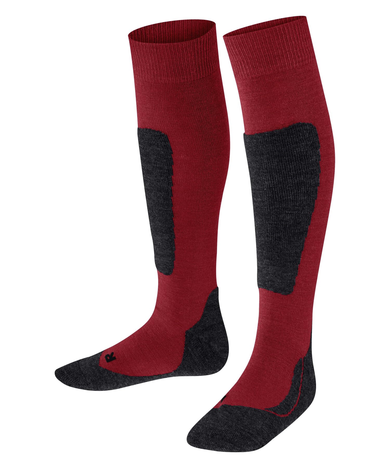 FALKE Unisex Kids Active Ski K Kh Wool Warm Thick 1 Pair Skiing Socks, Red Lipstick 8000, 9-11.5